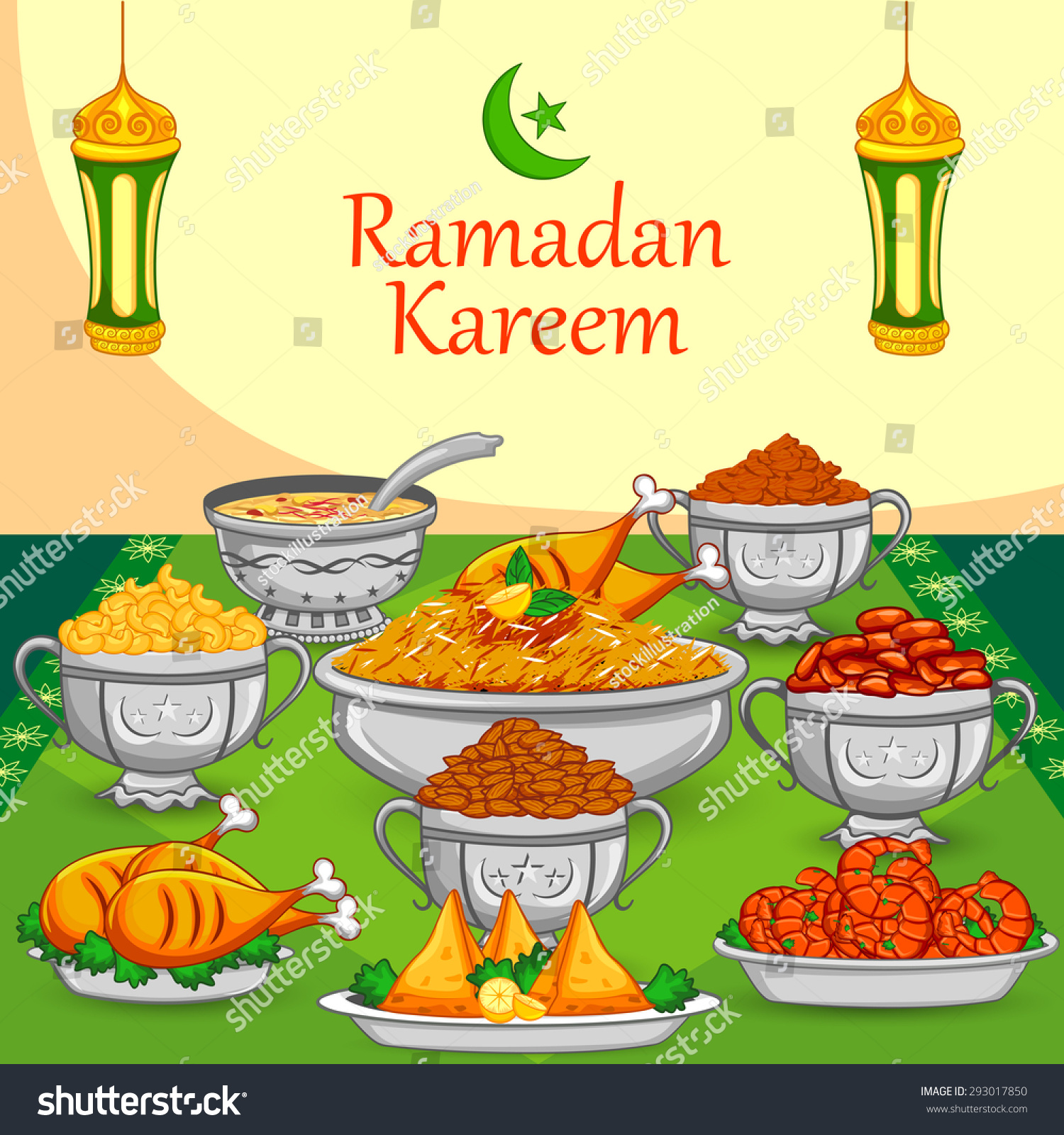 Ramadan Iftar Food Eid Celebration Vector Stock Vector 