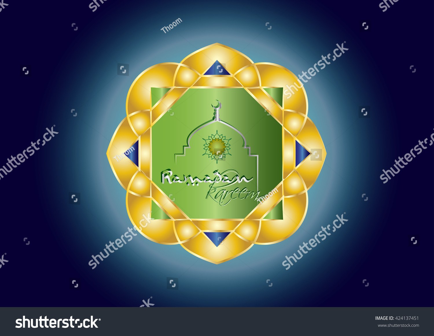 Ramadan Kareem Islamic Holiday Golden Background Stock 