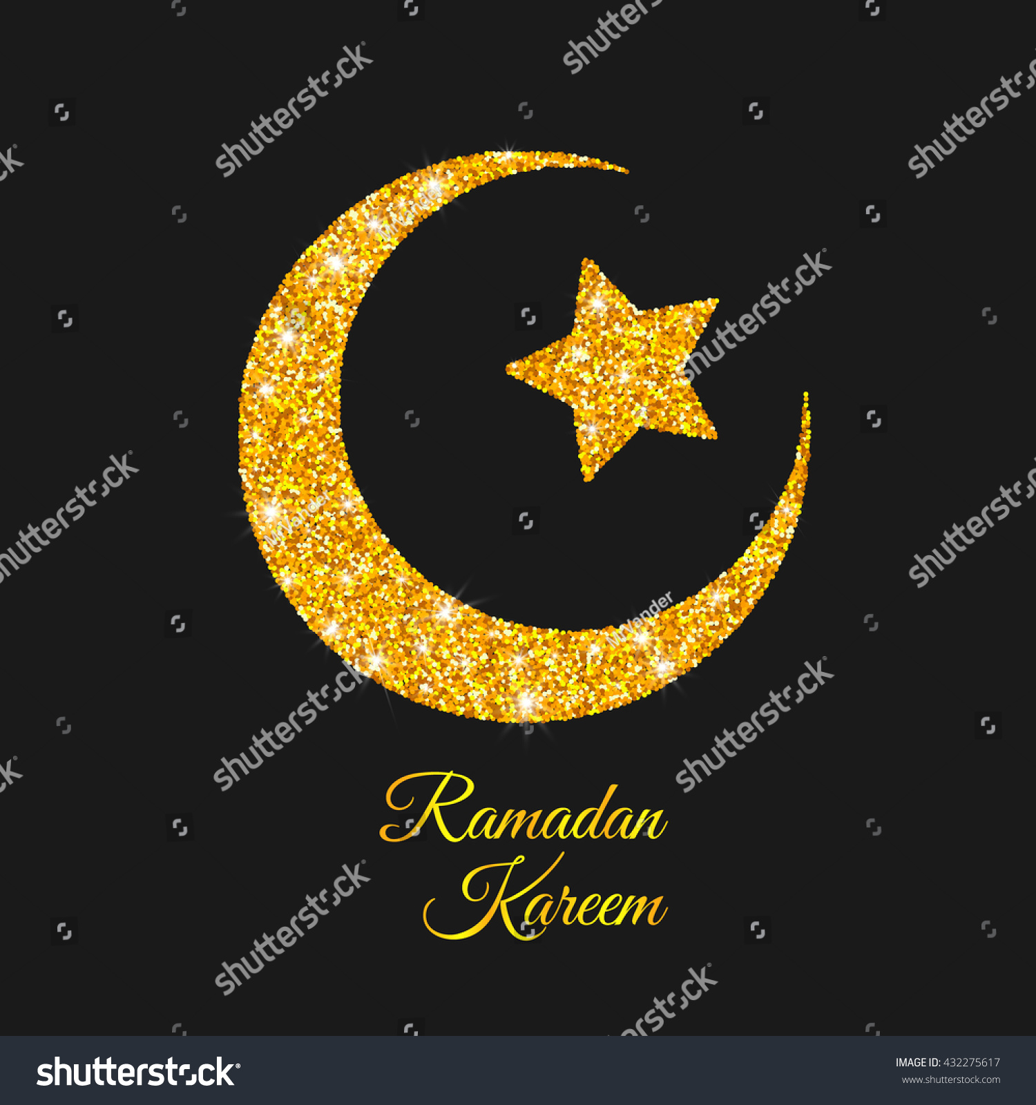 Ramadan Kareem Ramadan Moon Golden Crescent Stock Vector 