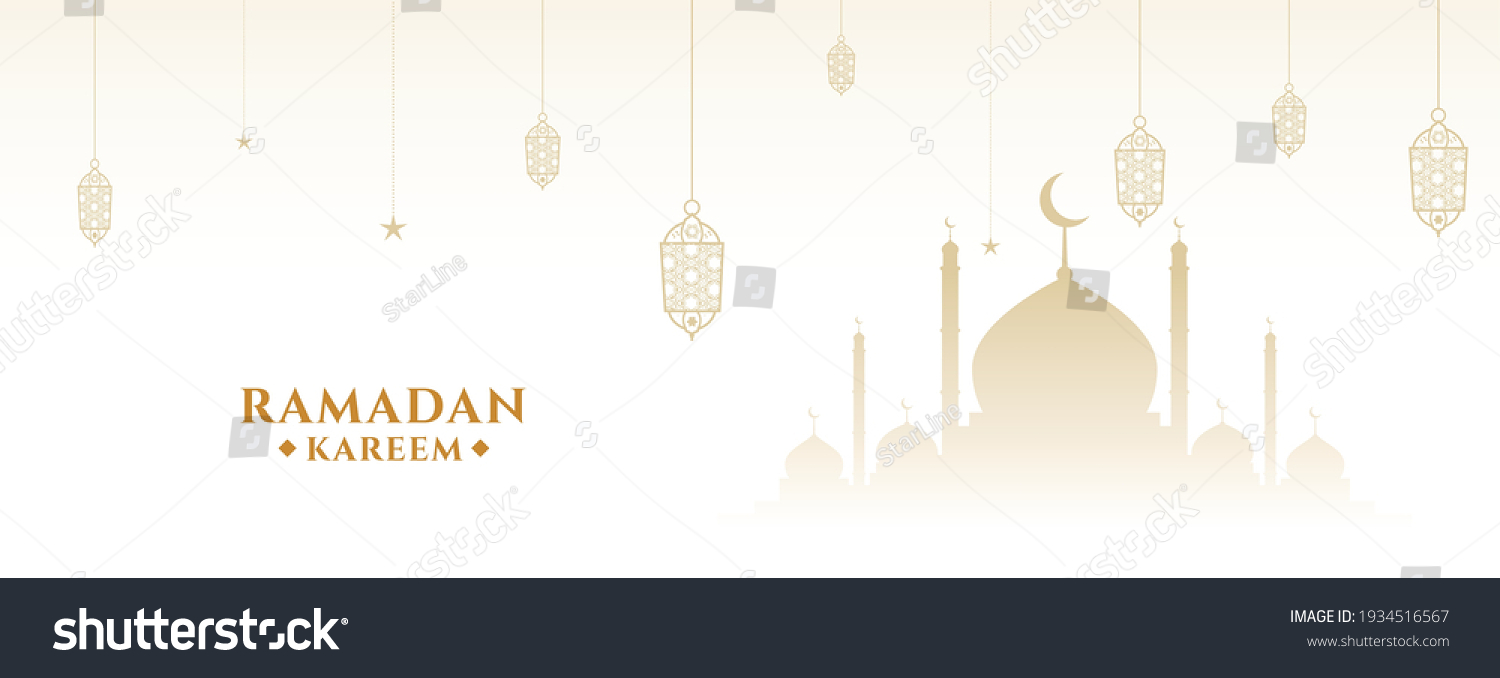 Ramadan Kareem White Traditional Islamic Banner Stock Vector (royalty 