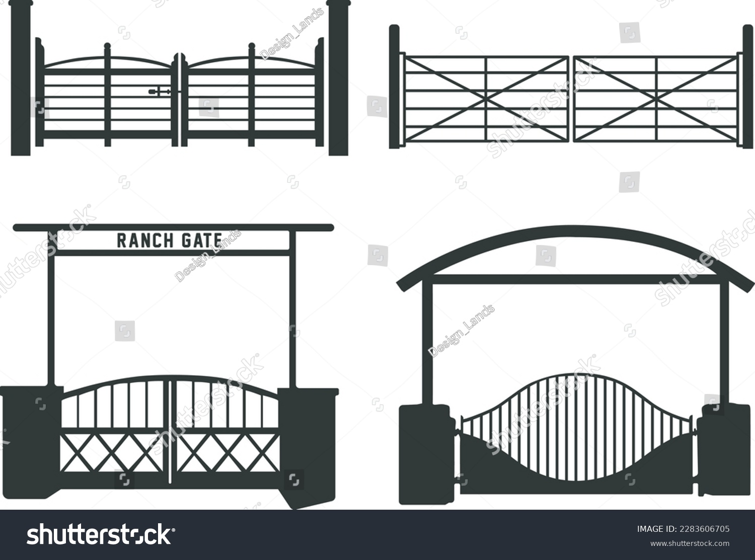 SVG of Ranch gate silhouette, Farm fence silhouette, Ranch gate SVG, Ranch gate illustration svg