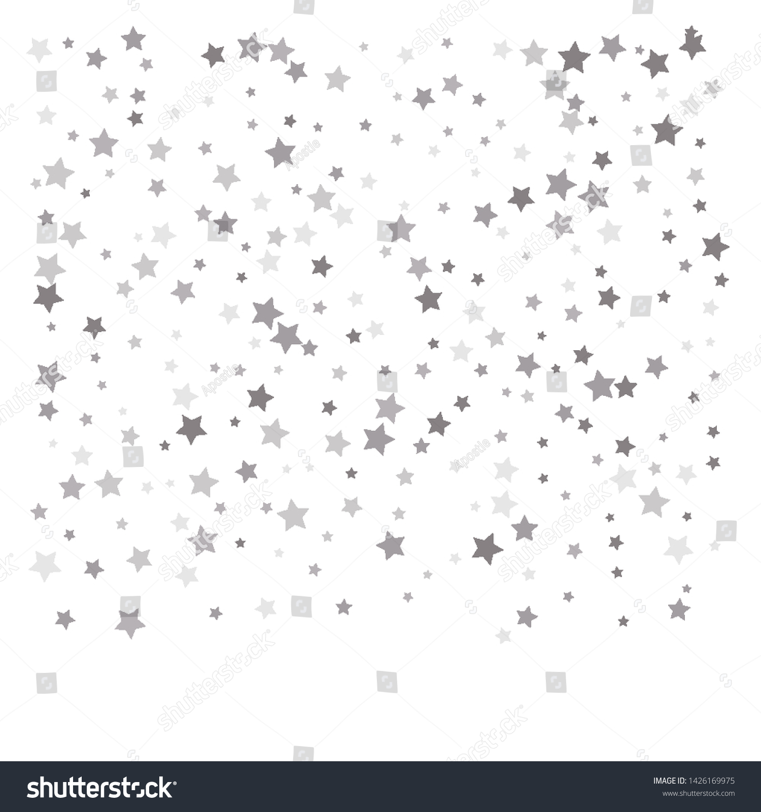 Random Falling Silver Stars On White Stock Vector Royalty Free