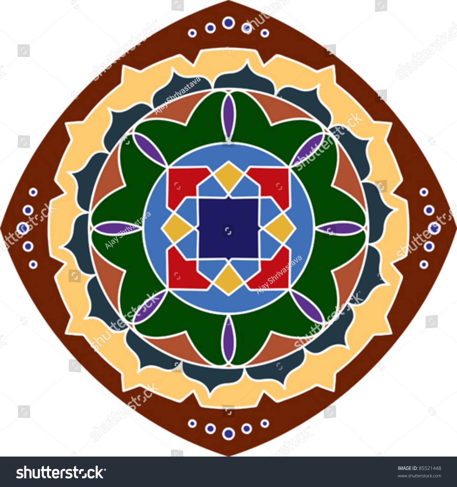 Rangoli Alpana Kolam Design Stock Vector (Royalty Free) 85521448