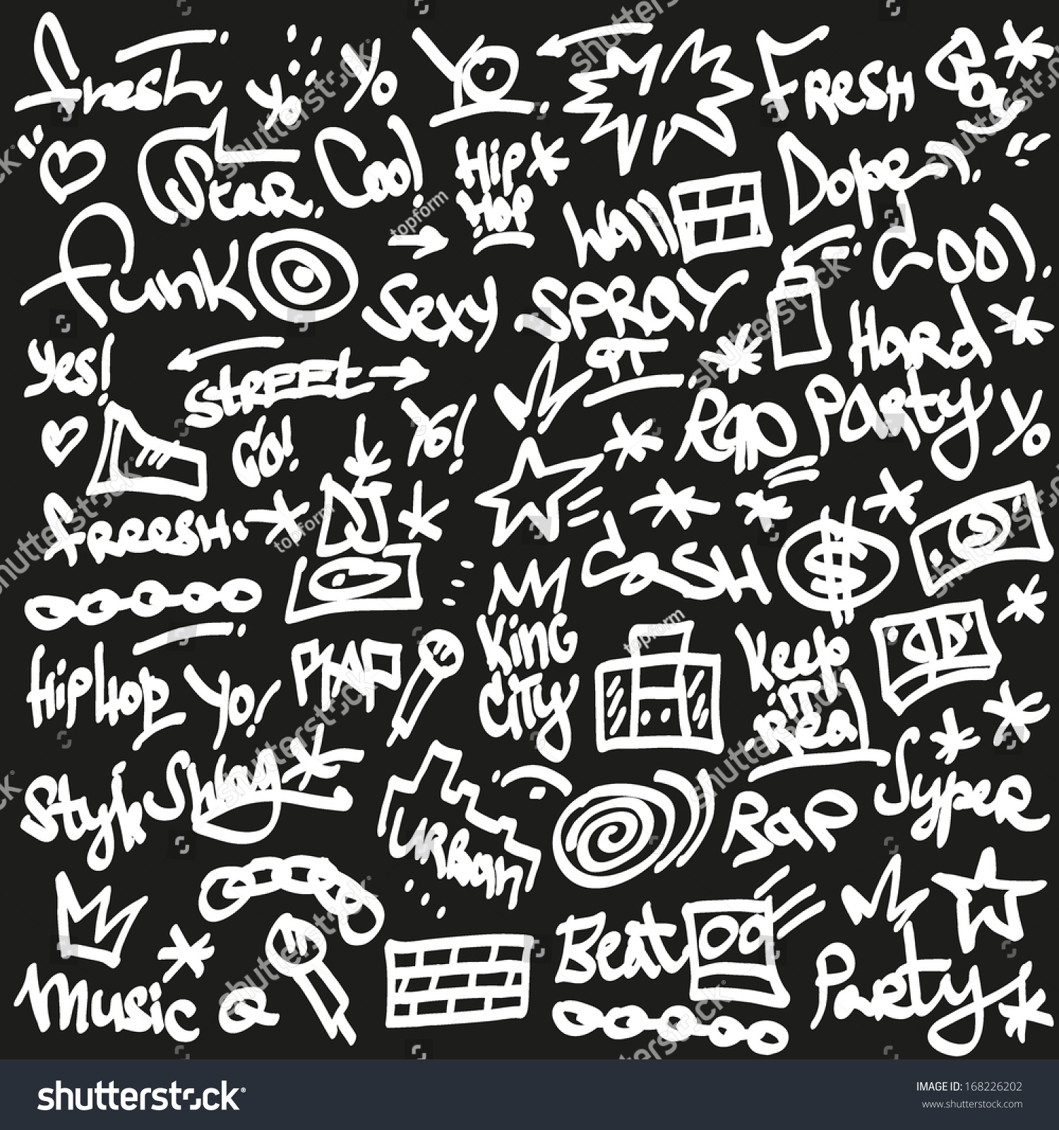 Rap,Hip Hop Symbols - Doodles Set Stock Vector Illustration 168226202 ...