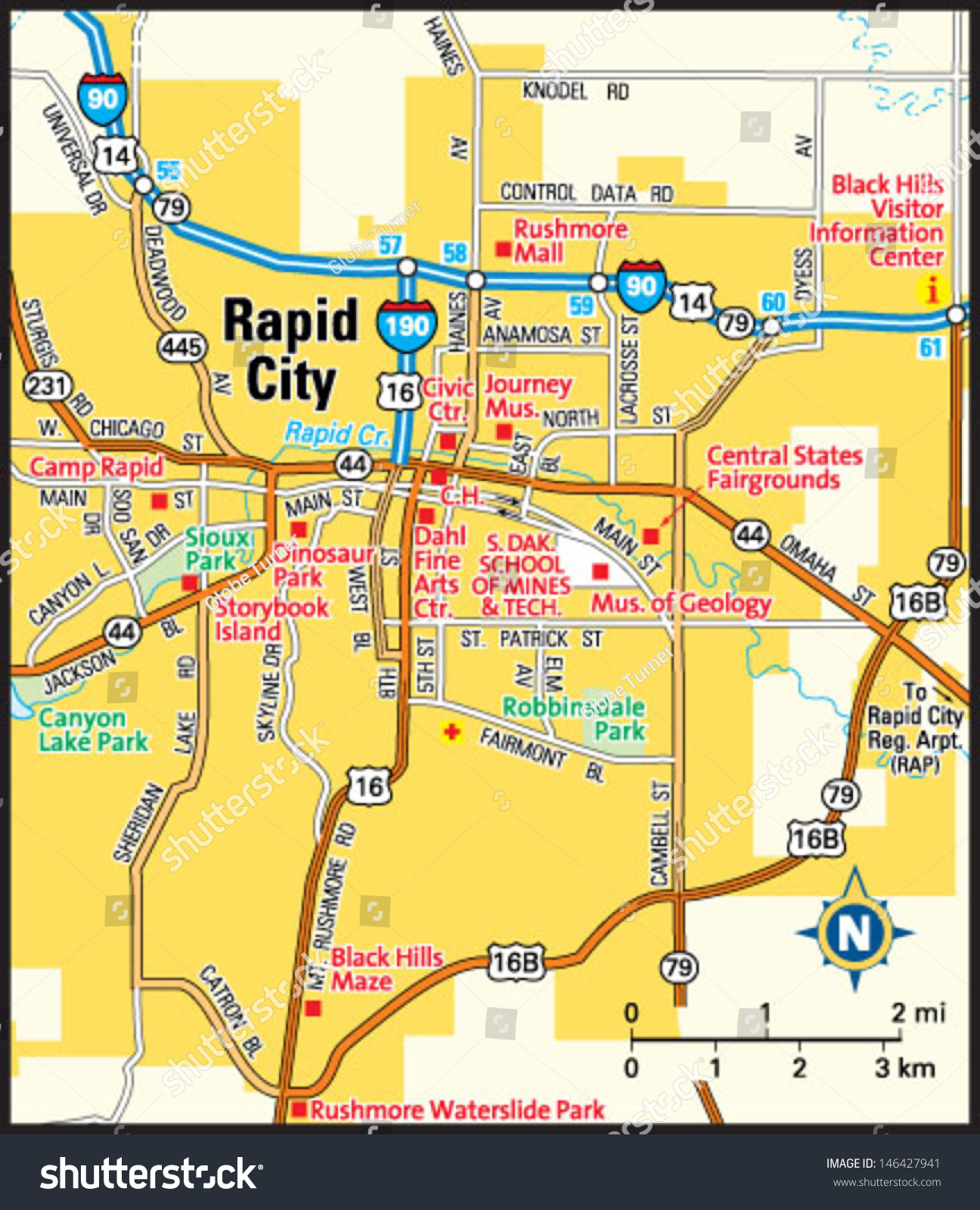 rapid city area map Rapid City South Dakota Area Map Stock Vector Royalty Free 146427941 rapid city area map