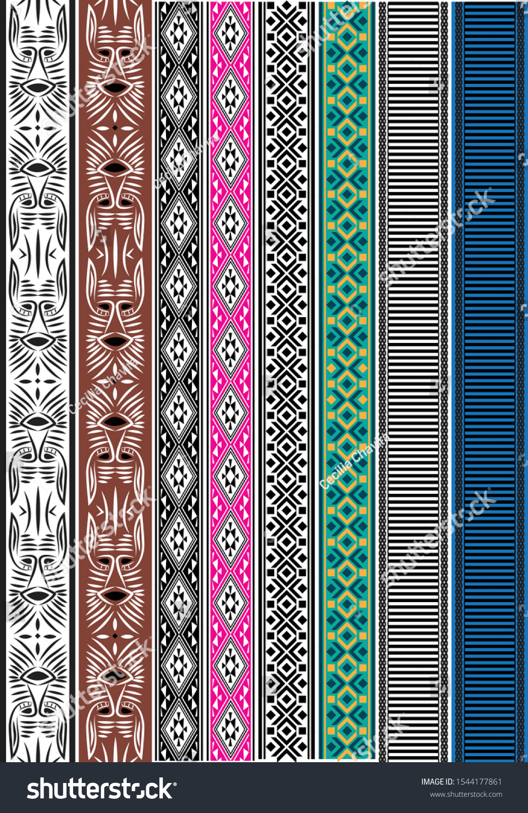 Raramuri Tarahumara Mexican Pattern Ribbons Stock Vector Royalty Free