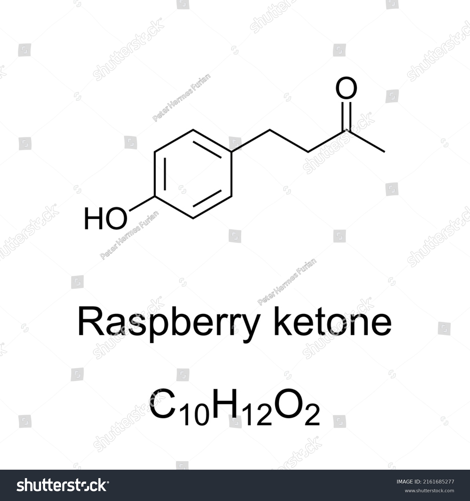 Raspberry Ketone Chemical Formula Structure Natural Stock Vector