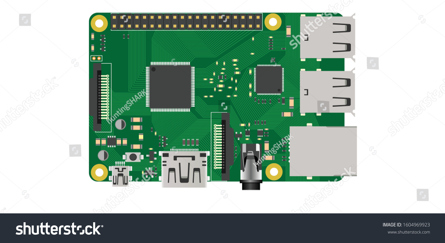 Raspberry Pi Top View Illustration Electronics Stock Vector Royalty Free 1604969923