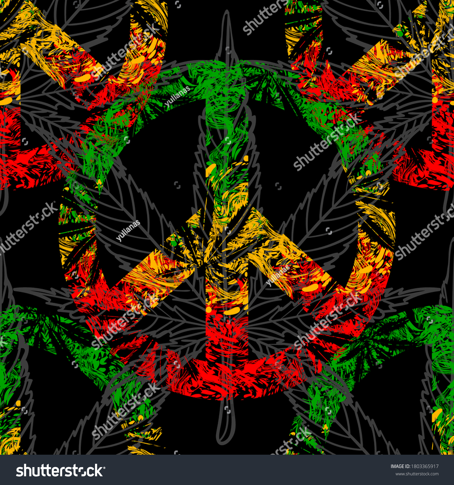 Rasta Wallpaper Abstract Seamless Pattern Marijuana Stock Vector Royalty Free