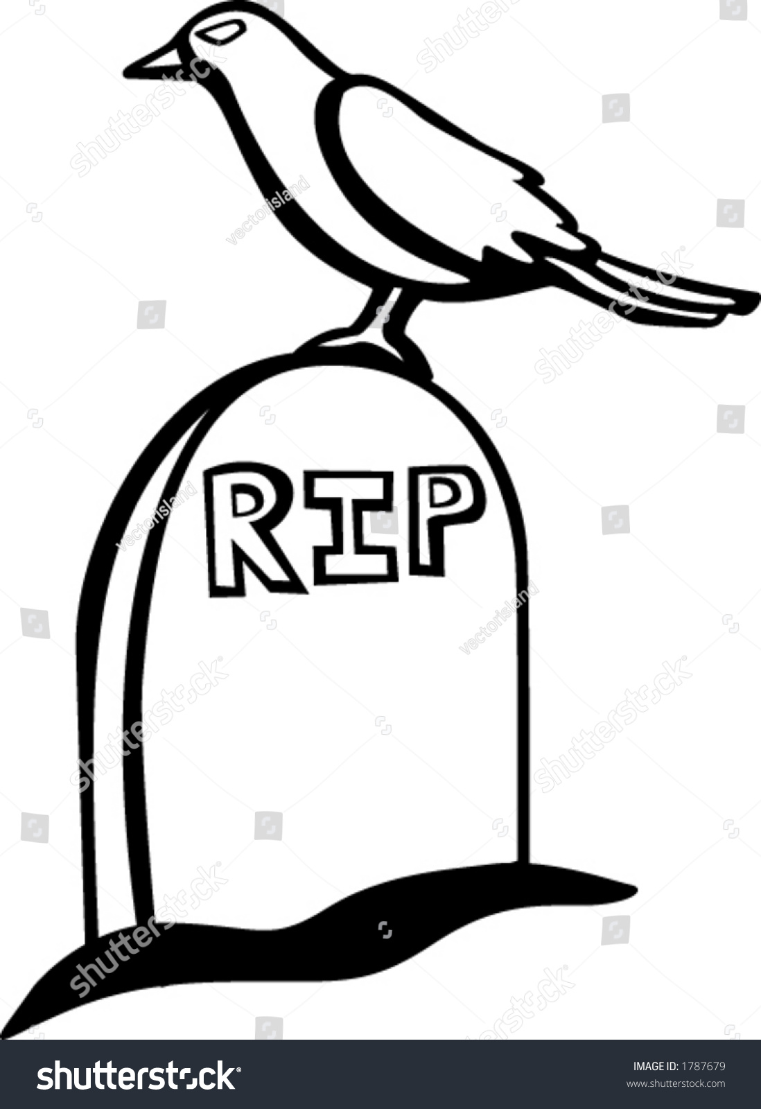 Raven In A Tombstone Stock Vector Illustration 1787679 : Shutterstock