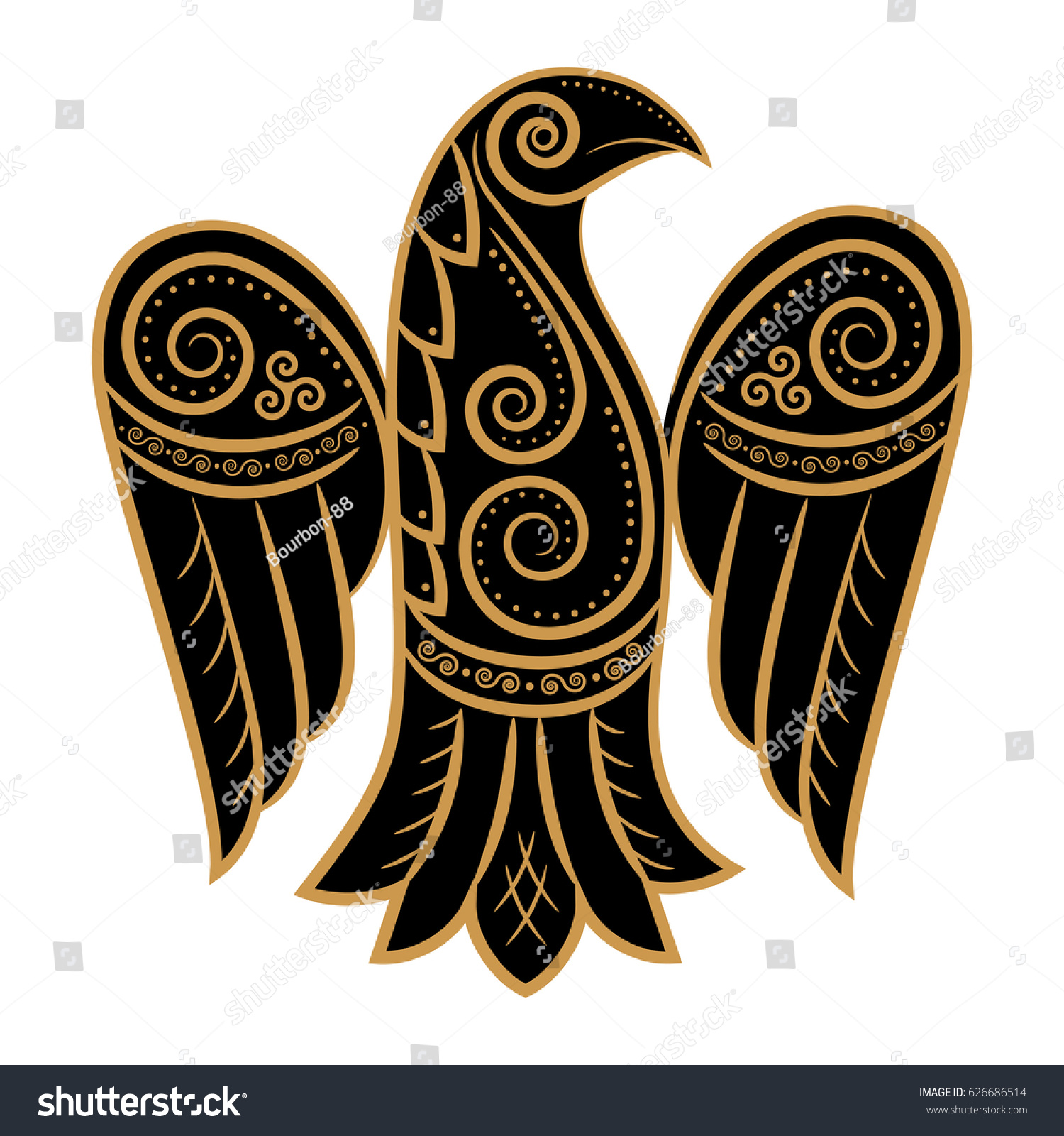 SVG of Raven in Celtic, Scandinavian style, isolated on white, vector illustration svg