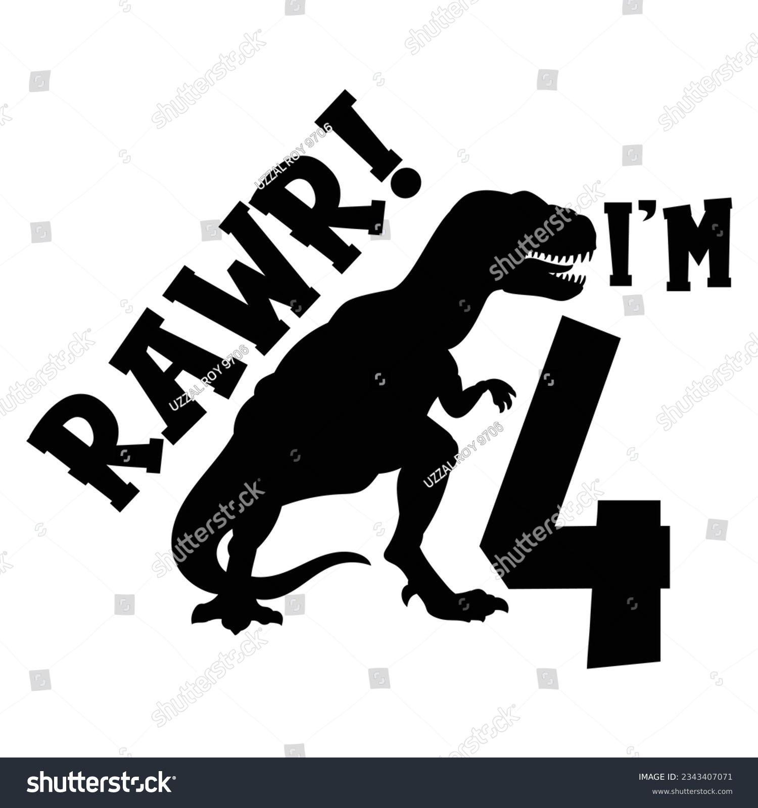 SVG of Rawr I'm 4 SVG,Dinosaur Party, Dino, 4th Birthday, Fourth, T Rex svg