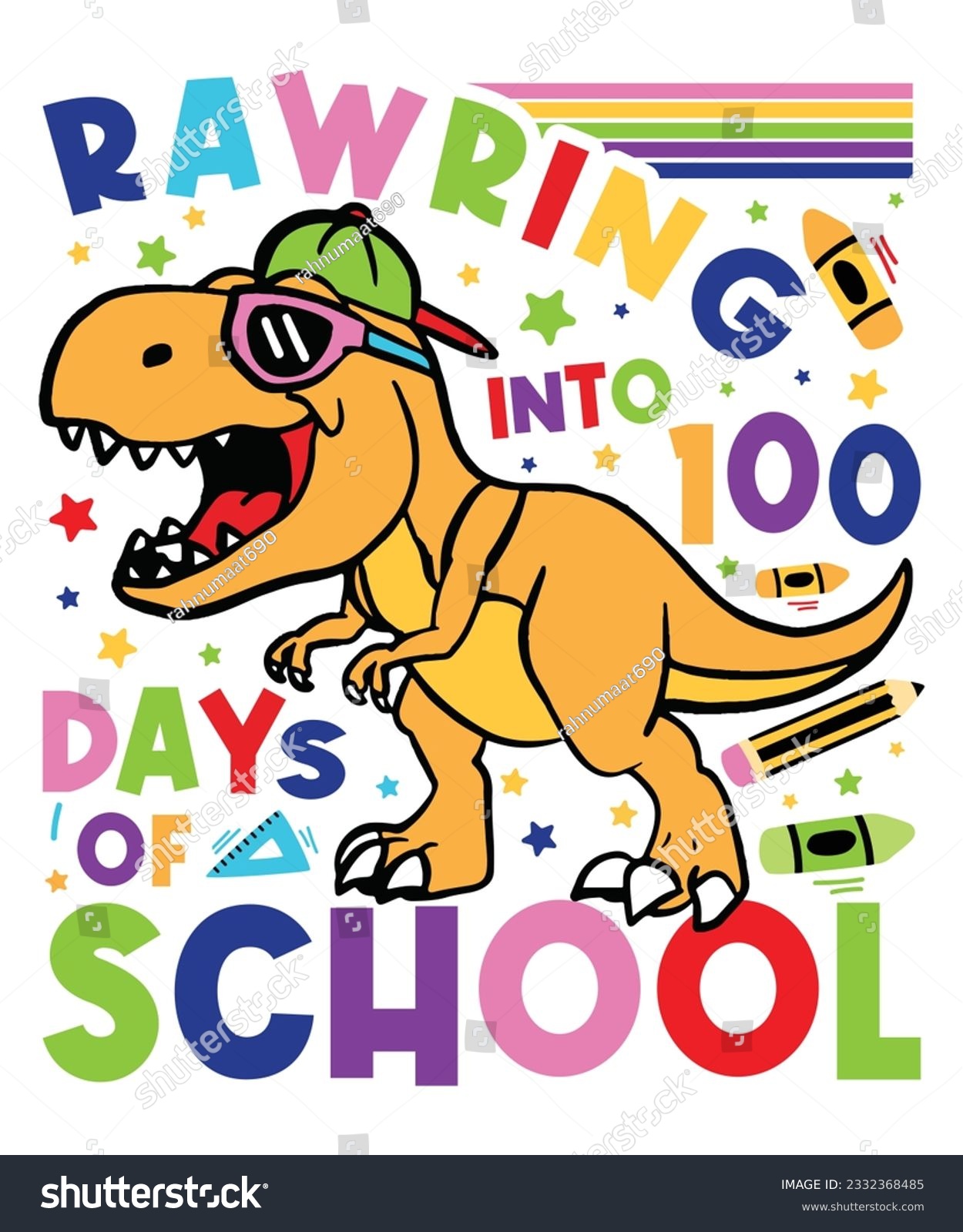 SVG of rawring into 100 days of school back to school svg, back to school, kindergartens svg, pre k funny kids
 svg
