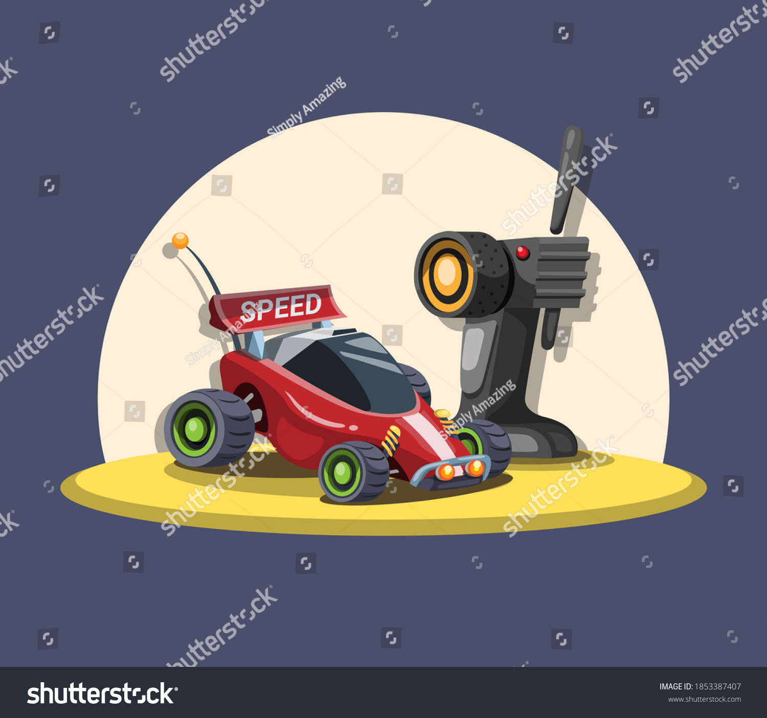 SVG of RC Car buggy with remote control in sand concept in cartoon illustration vector svg