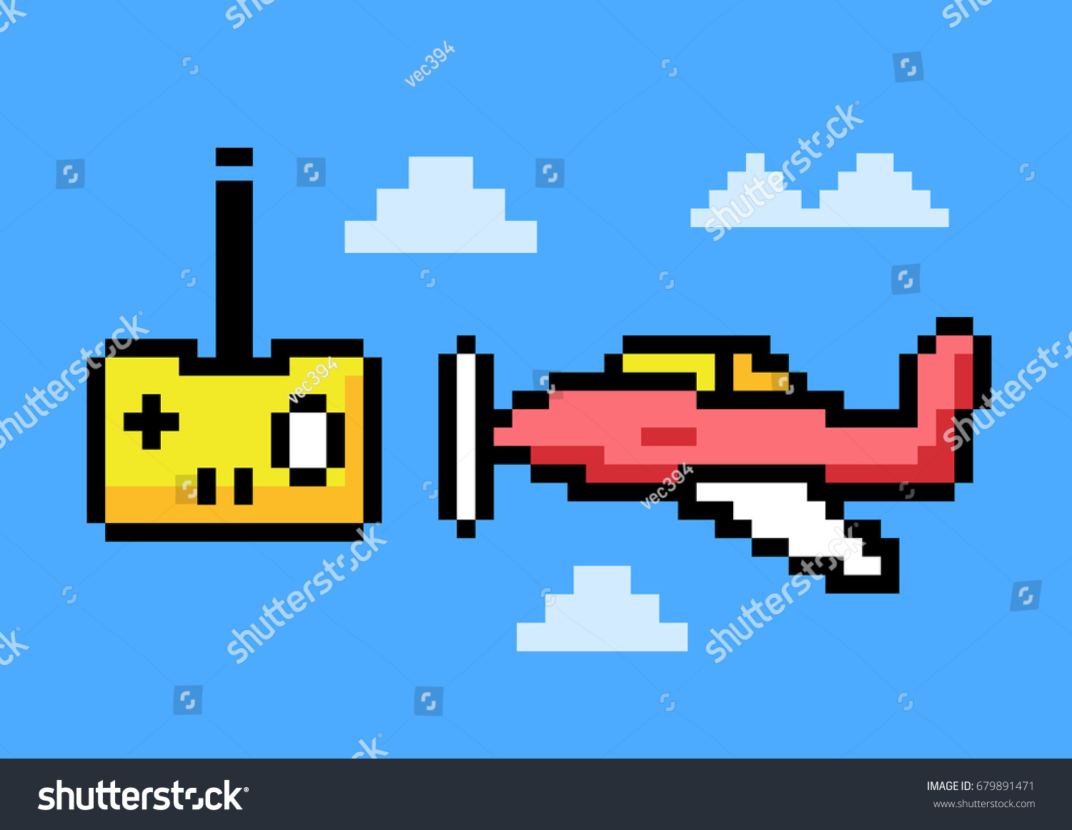Rc Plane Remote Control Pixel Art Stockvektor (royaltyfri) 679891471