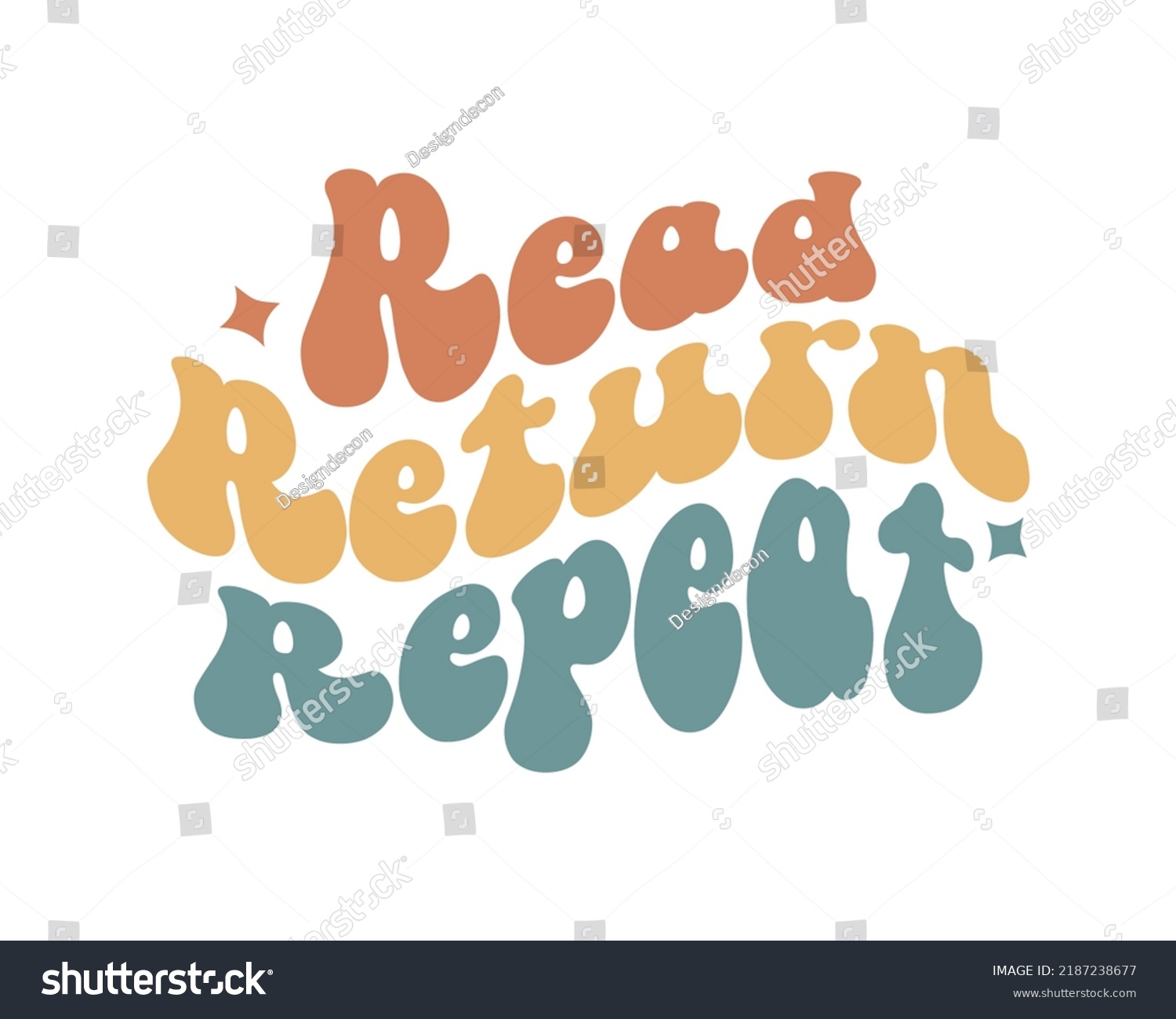 SVG of Read Return Repeat Retro Reading wavy 3D typography Sublimation vector EPS on white background svg