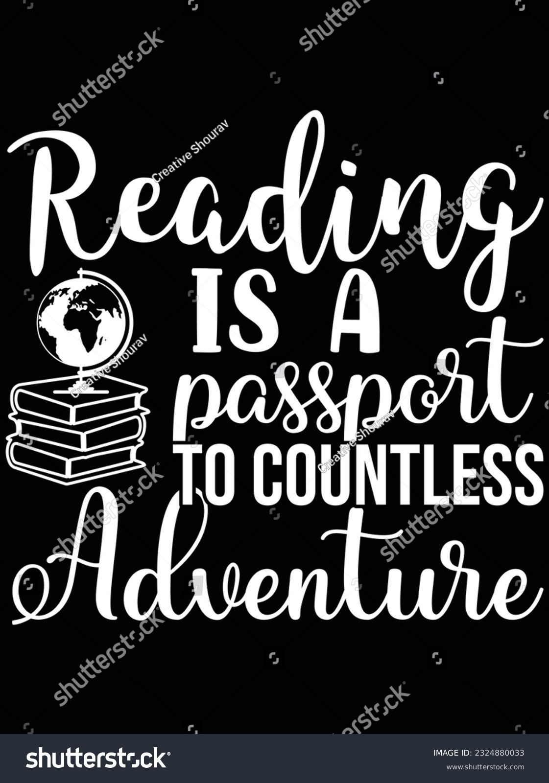 SVG of Reading is a passport to countless adventure vector art design, eps file. design file for t-shirt. SVG, EPS cuttable design file svg