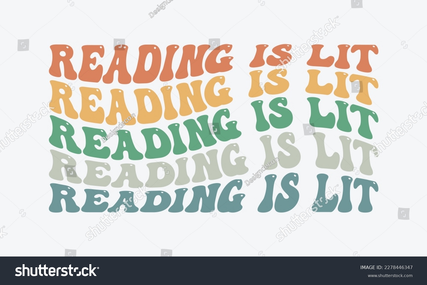 SVG of Reading is lit quote retro wavy repeat text colorful 3D typographic art on a white background svg