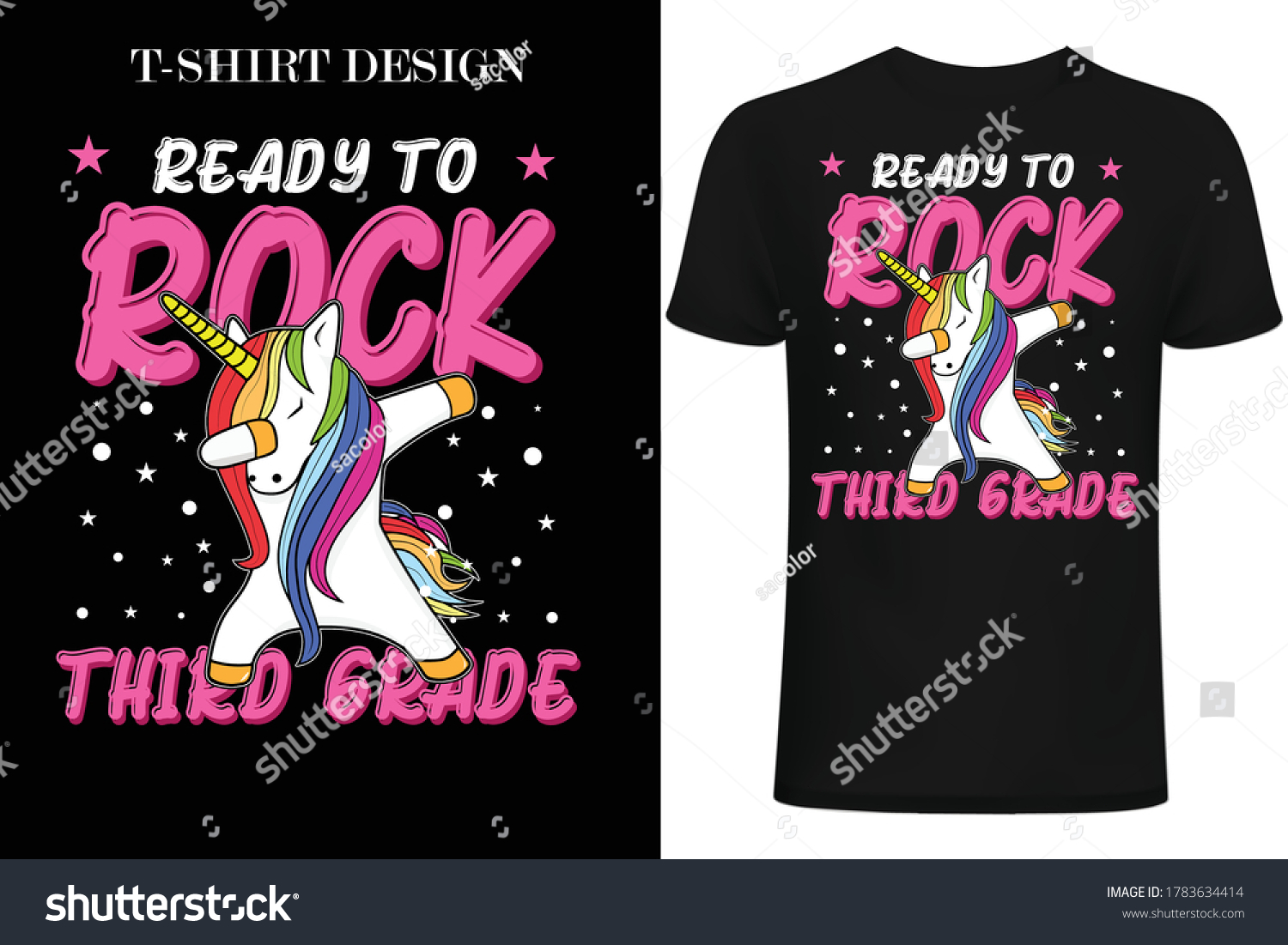 SVG of ready to rock third grade.Back to school t-shirt design. dabbing unicorn back to school t-shirt design. svg