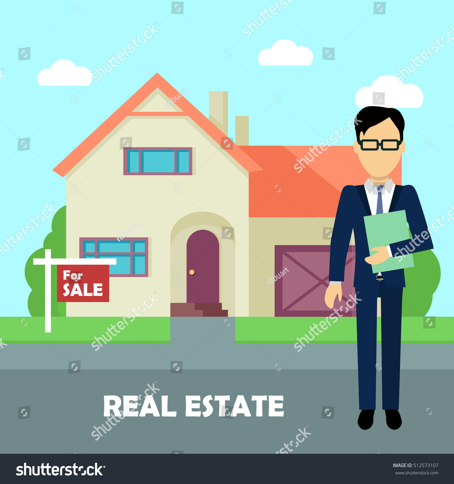 Real Estate Broker Work Real Estate Stock Vector (Royalty Free) 512573107