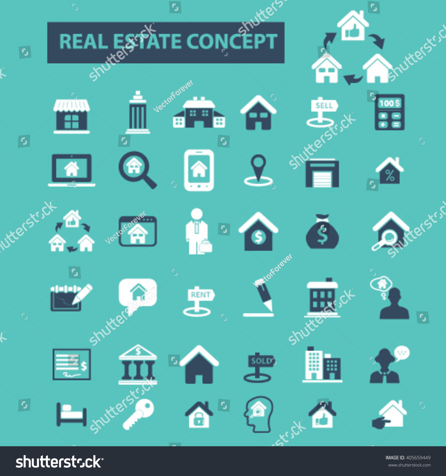 Real Estate Icons Stock Vector 405659449 : Shutterstock