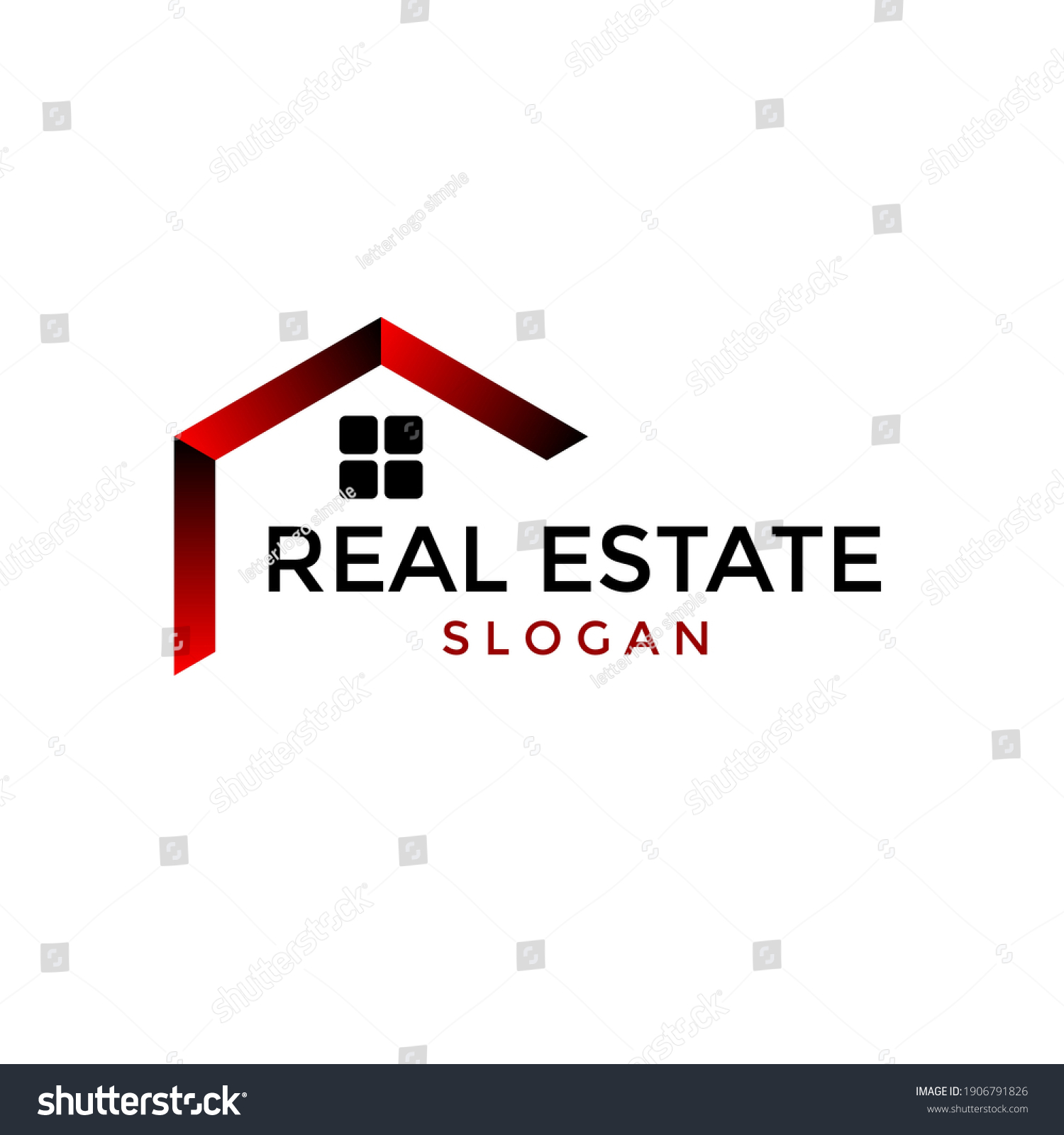 Real Estate Logo House Design Red Stock Vector (Royalty Free) 1906791826