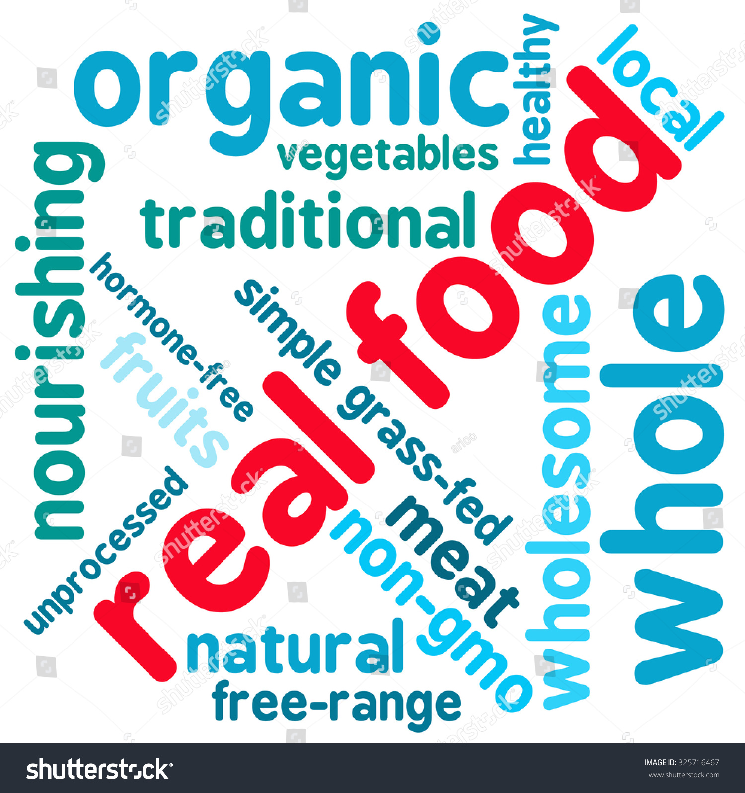 Real Food Word Cloud On White Stock Vector Royalty Free 325716467