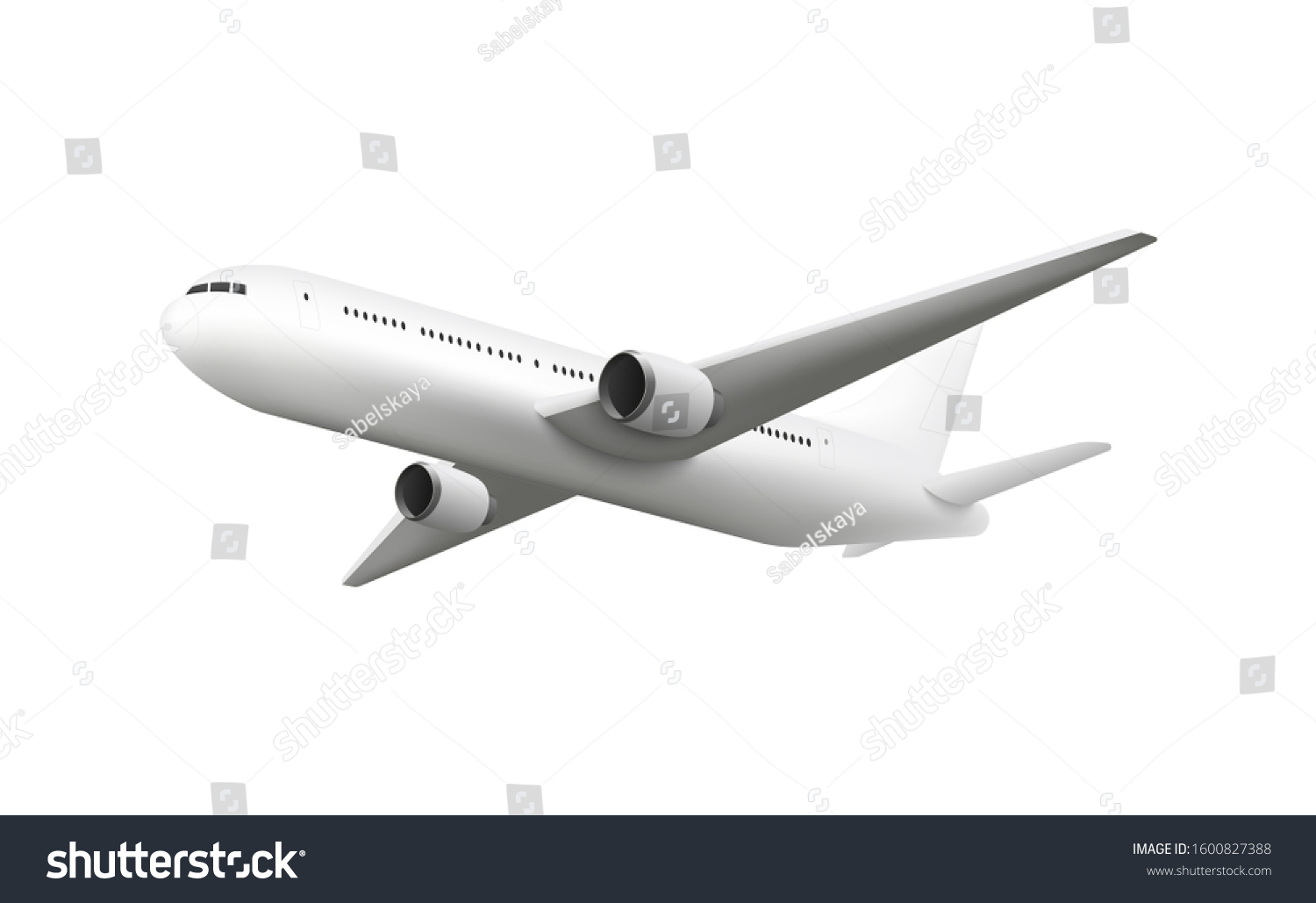 Realistic Airplane Flying Overhead Jet Aircraft Stock Vector (Royalty ...