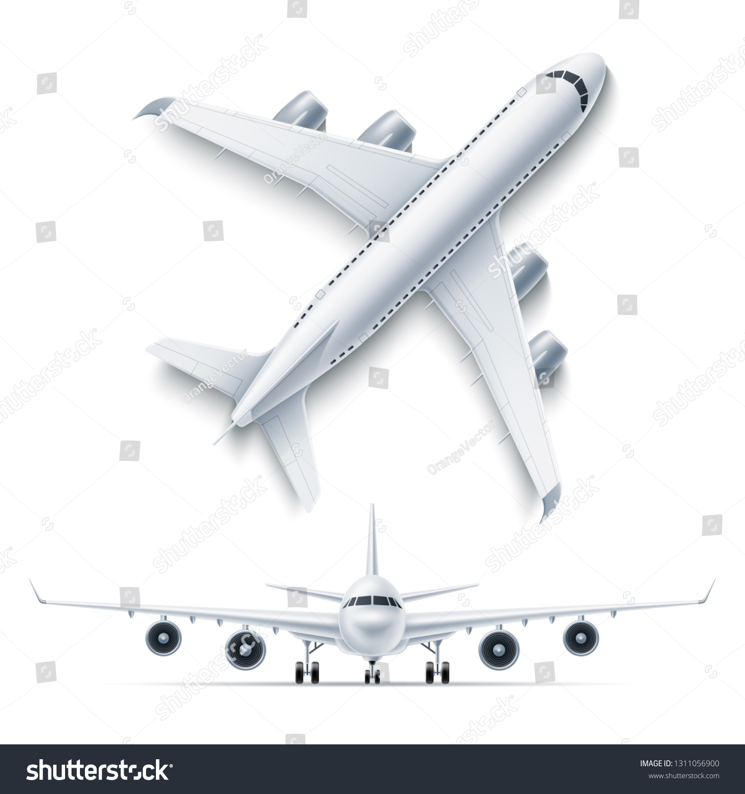 Download Realistic Airplane Mockup Top Front View Stock Vector Royalty Free 1311056900