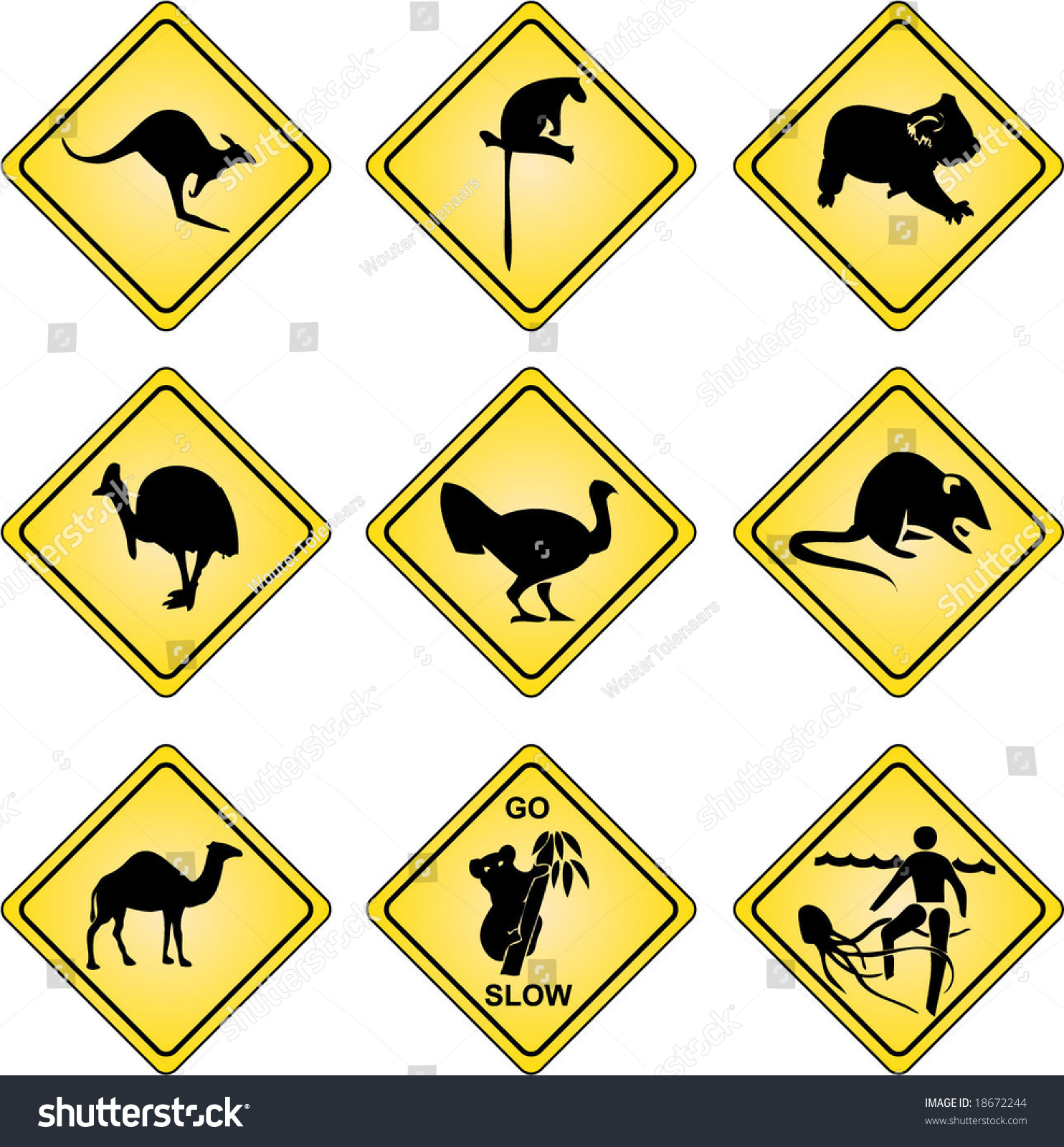 Realistic Australian Traffic Signs With Different Wildlife On It ...