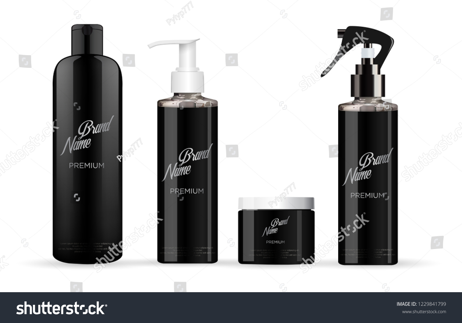 Download Realistic Black Cosmetic Set Mockup White Stock Vector Royalty Free 1229841799