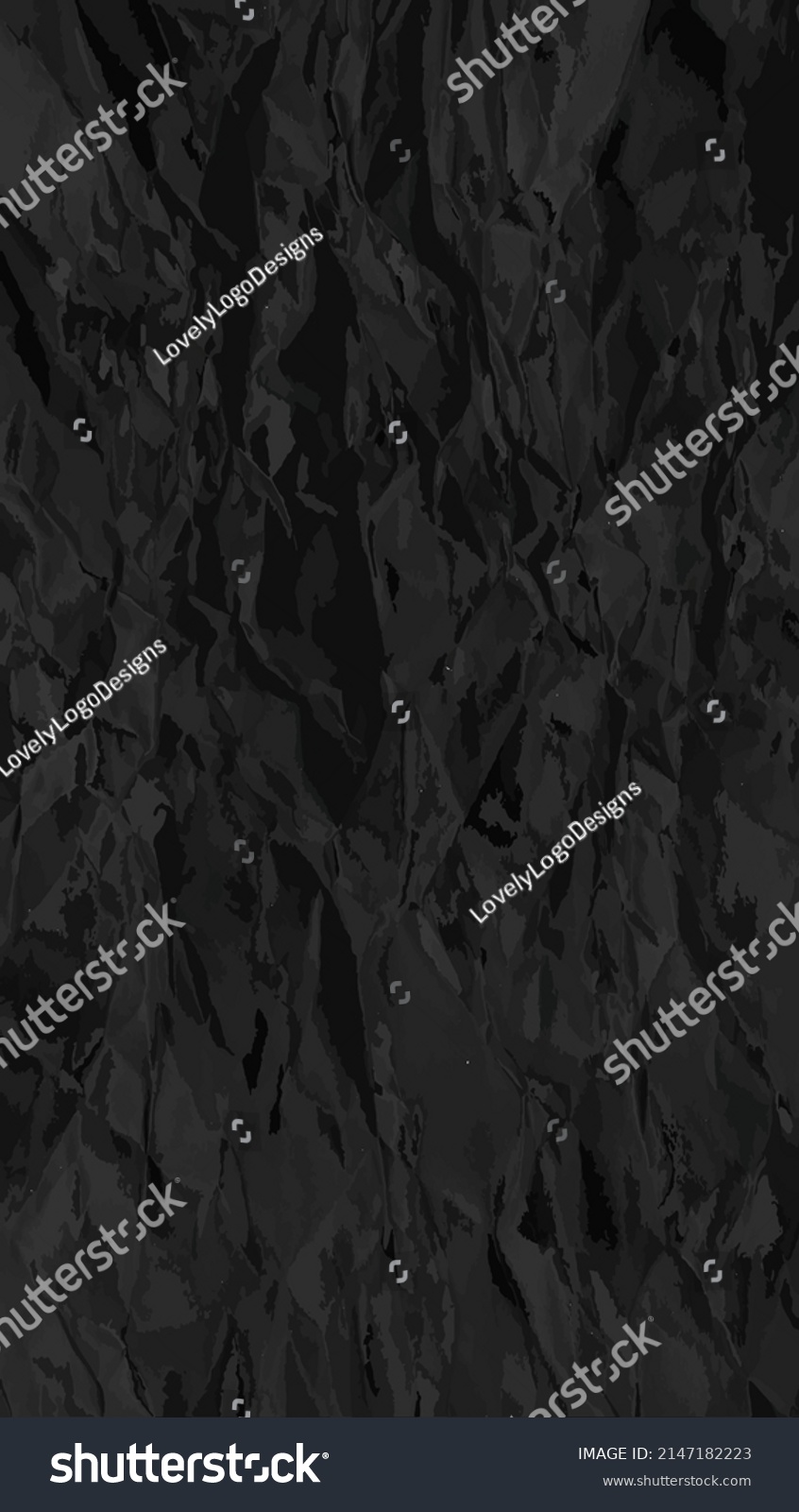 Realistic Black Crumpled Paper Texture Isolated Stock Vector Royalty