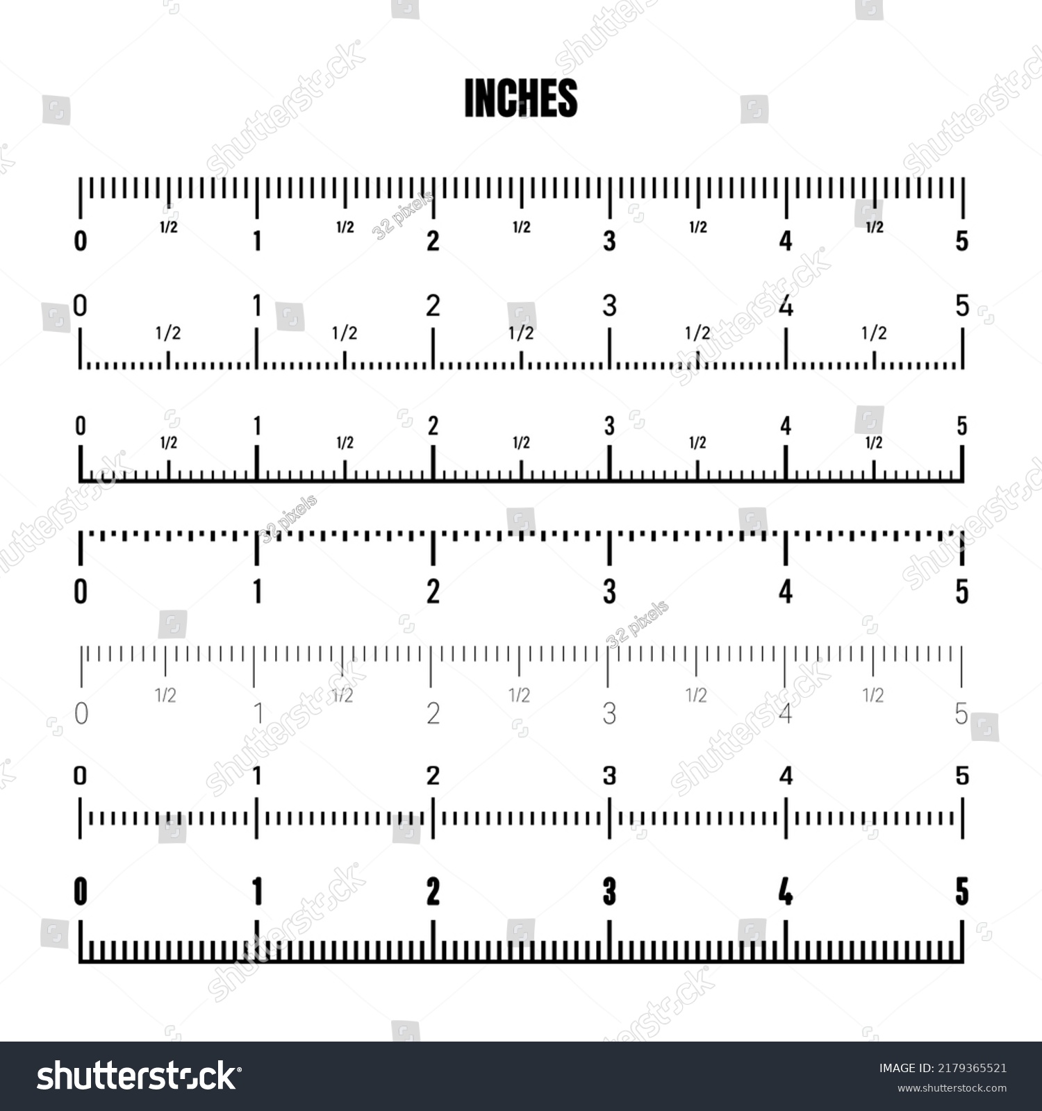 Realistic Black Inch Scale Measuring Length Stock Vector (Royalty Free ...