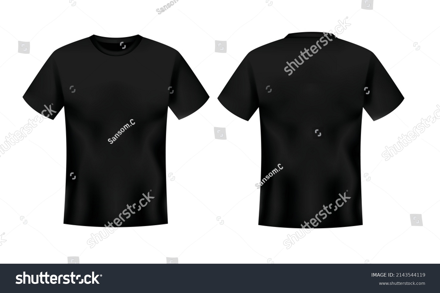 Realistic Black Short Sleeve Tshirt Template Stock Vector (Royalty Free ...