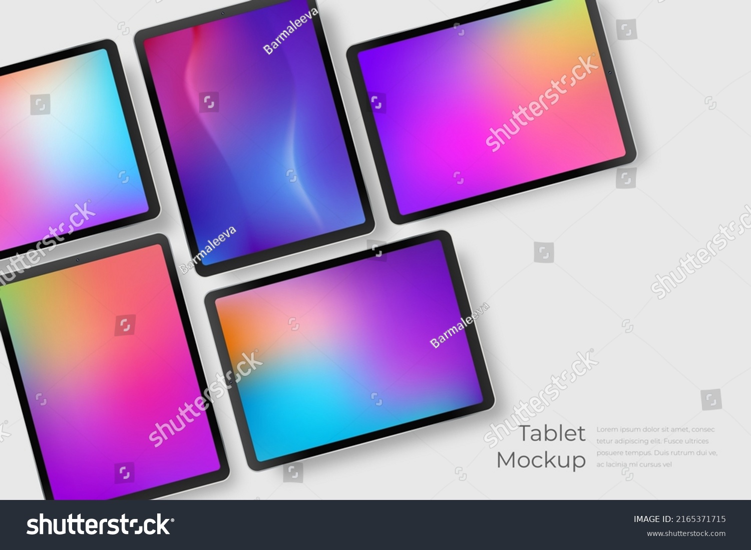 Realistic Black Tablets Colourful Screens Tablet Stock Vector (Royalty ...