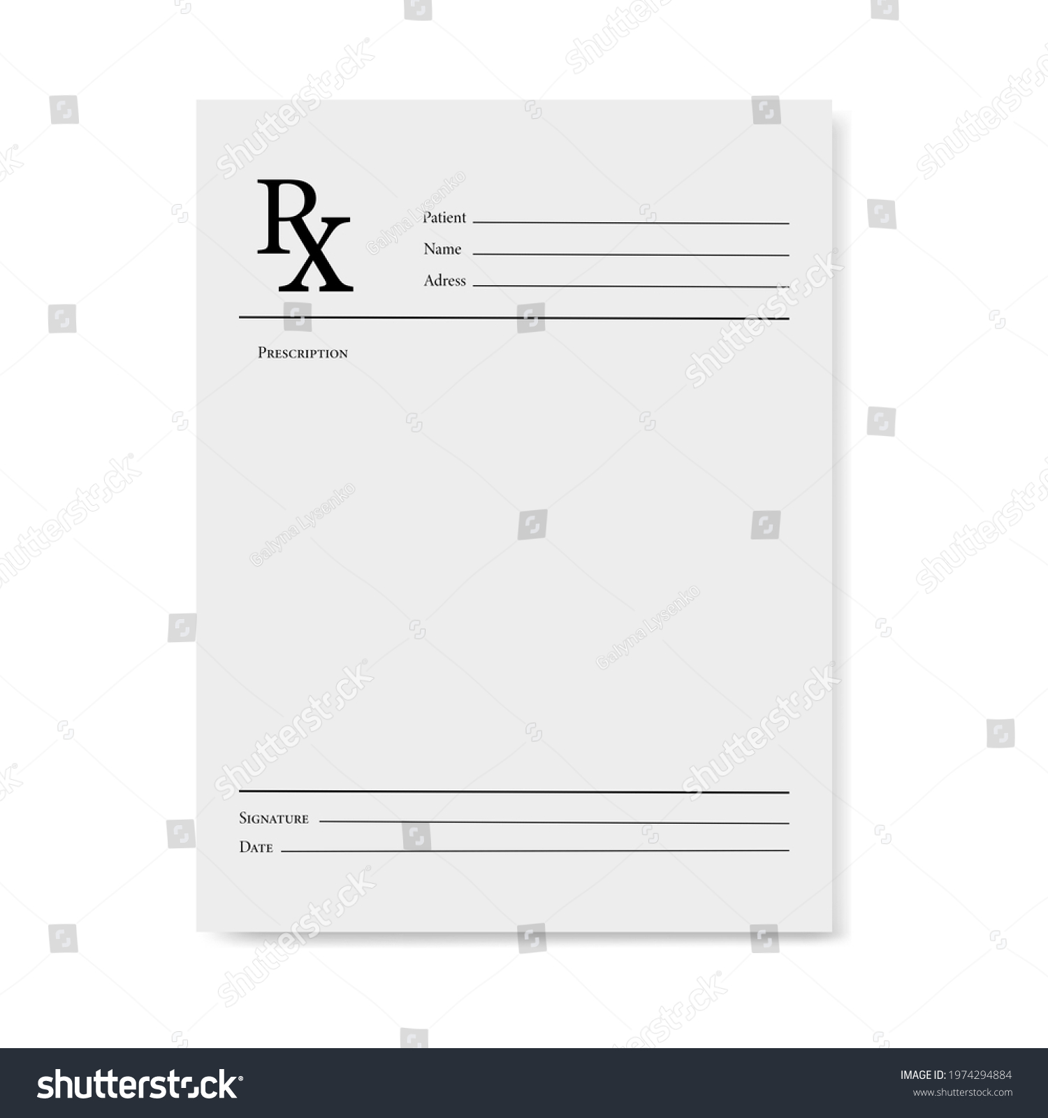 Realistic Blank Medical Prescription Form Isolated Stock Vector Royalty Free 1974294884 