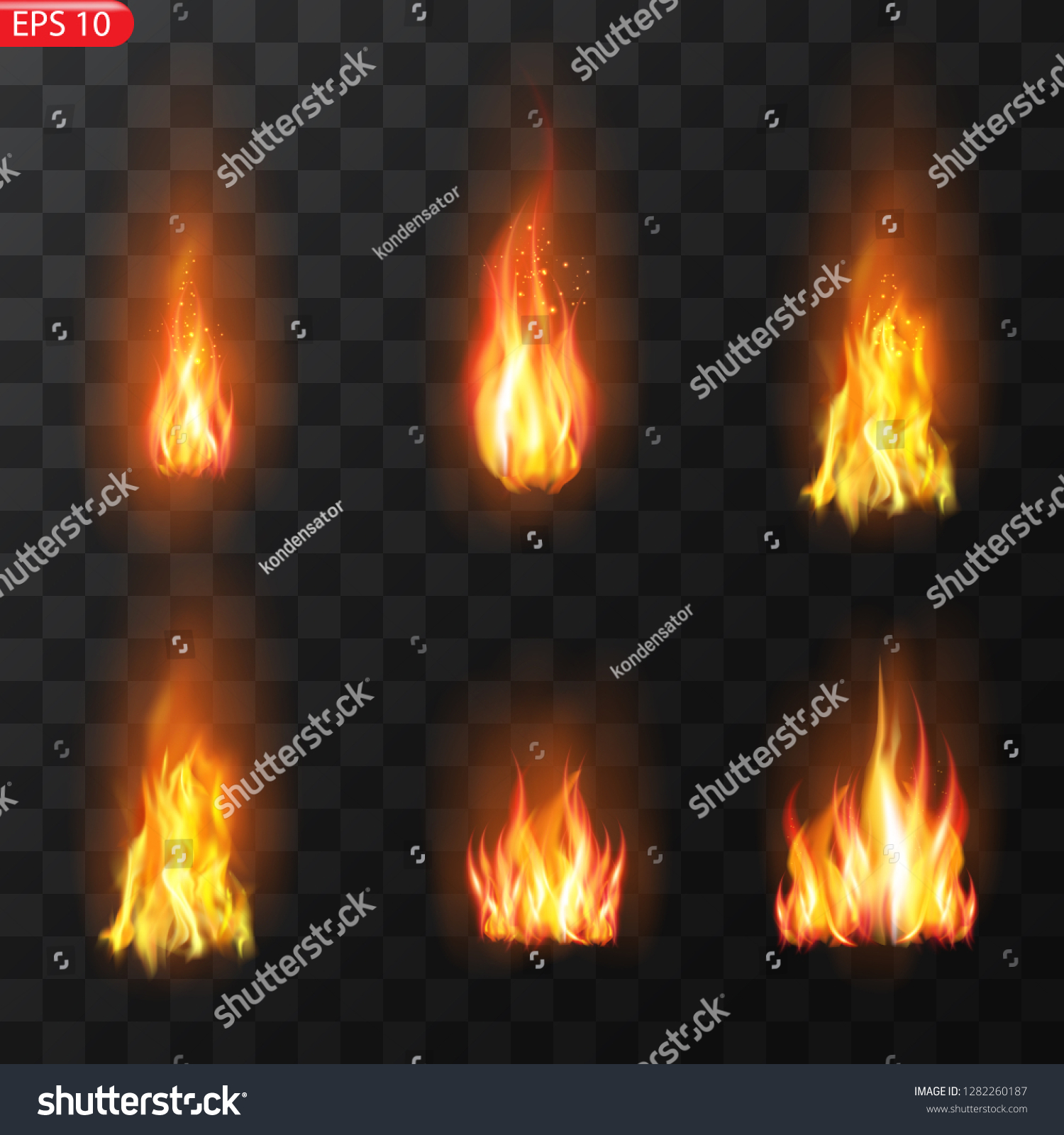 デザインの透明性を持つリアルな炎の炎のベクター画像エフェクト 火の軌跡 炎 を燃やすと 半透明のエレメントが特殊効果を発揮します のベクター画像素材 ロイヤリティフリー