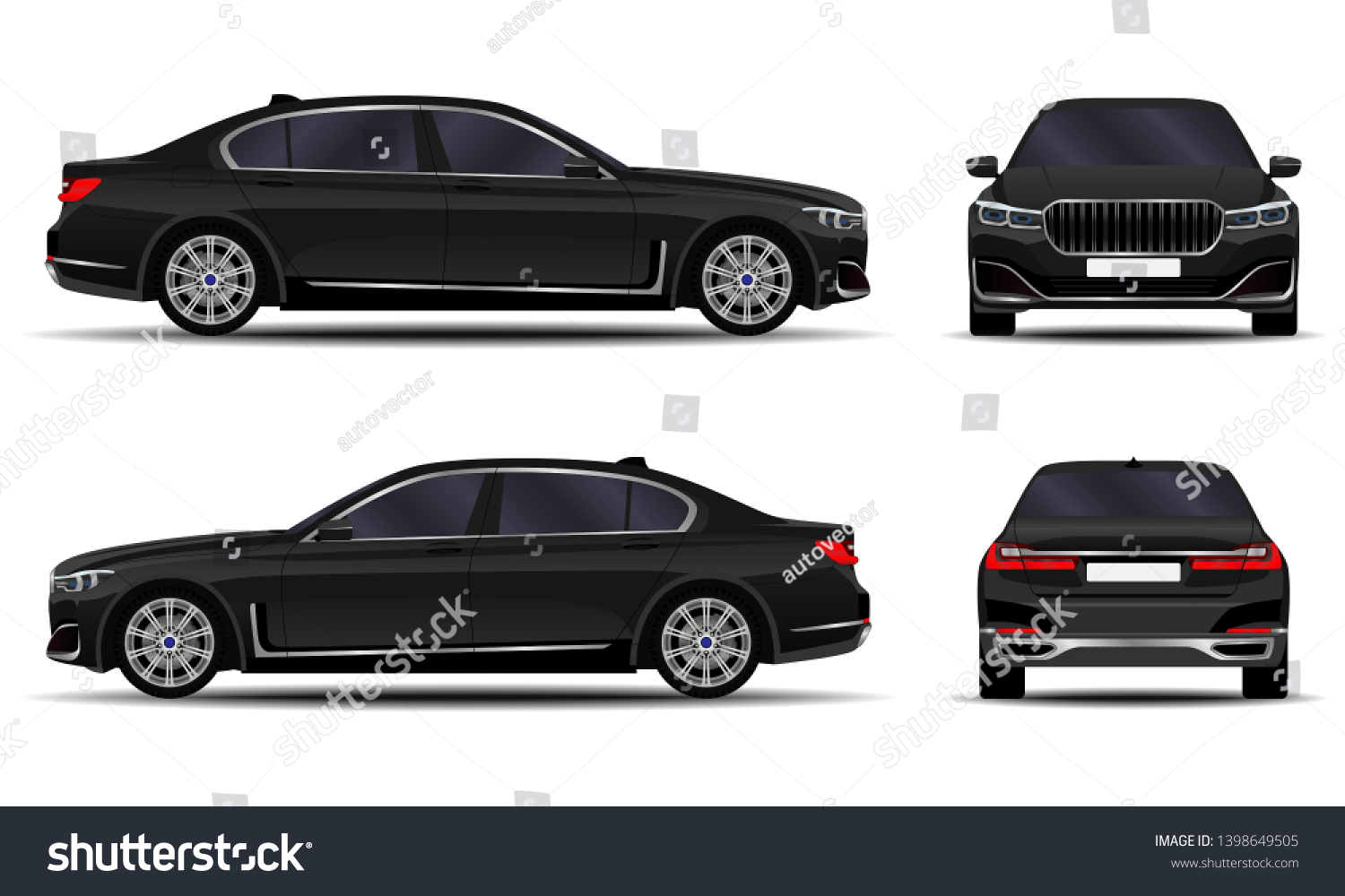 Realistic Car Sedan Front View Side : image vectorielle de stock (libre
