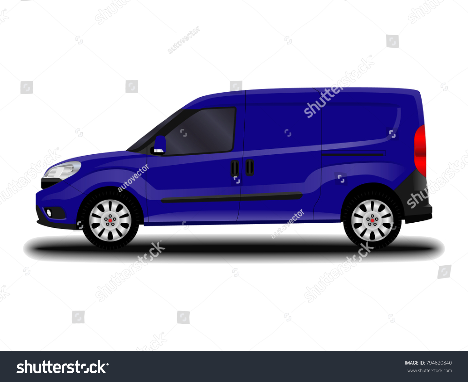 Realistic Cargo Van Side View Stock Vector (Royalty Free) 794620840 ...