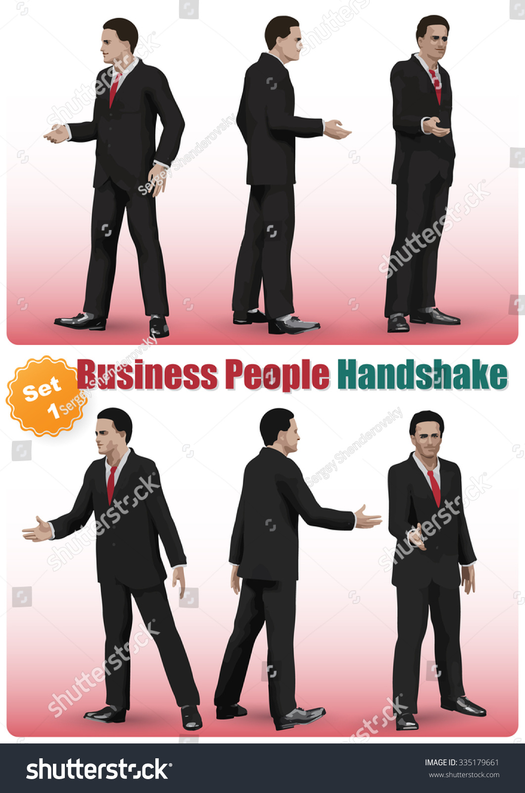 Realistic Characters Set Business People Shaking Stock Vector Royalty