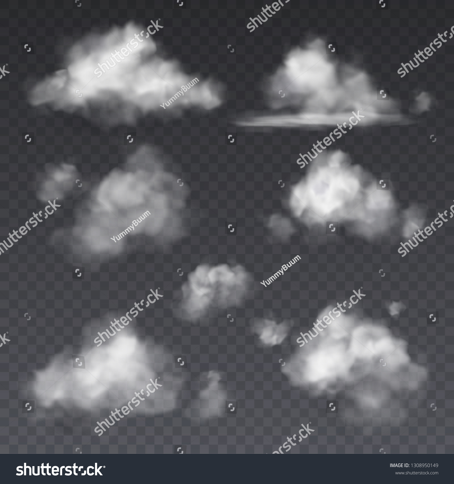 SVG of Realistic cloud. White clouds fluffy sky fog frame isolated on transparent background vector illustration set svg