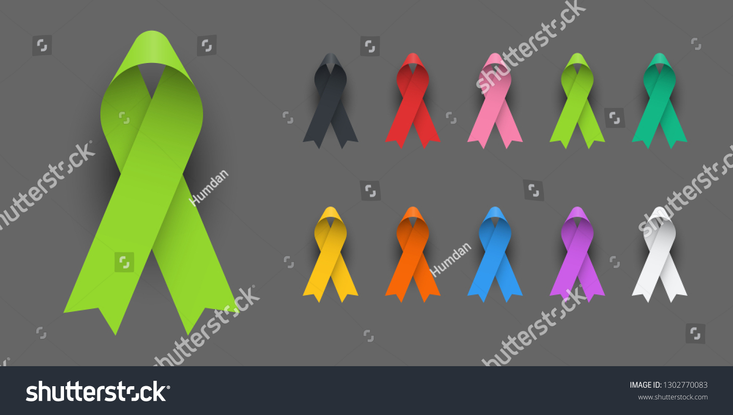 Realistic Colorful Awareness Ribbons Design Element Stock Vector Royalty Free 1302770083