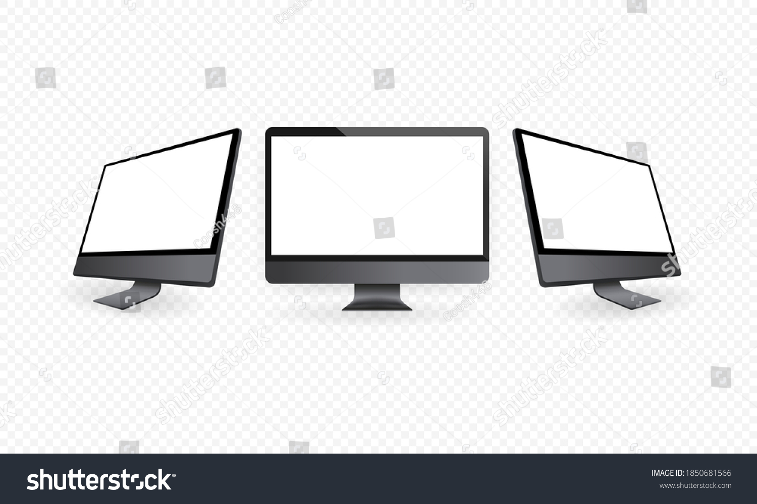 Realistic Computer Monitor Front Side View Stock Vector Royalty Free