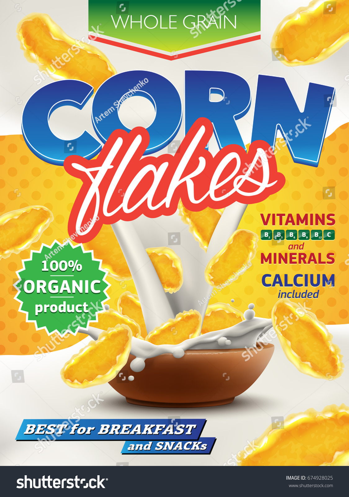 Realistic Corn Flakes Ad Illustration Big Stock Vector Royalty Free