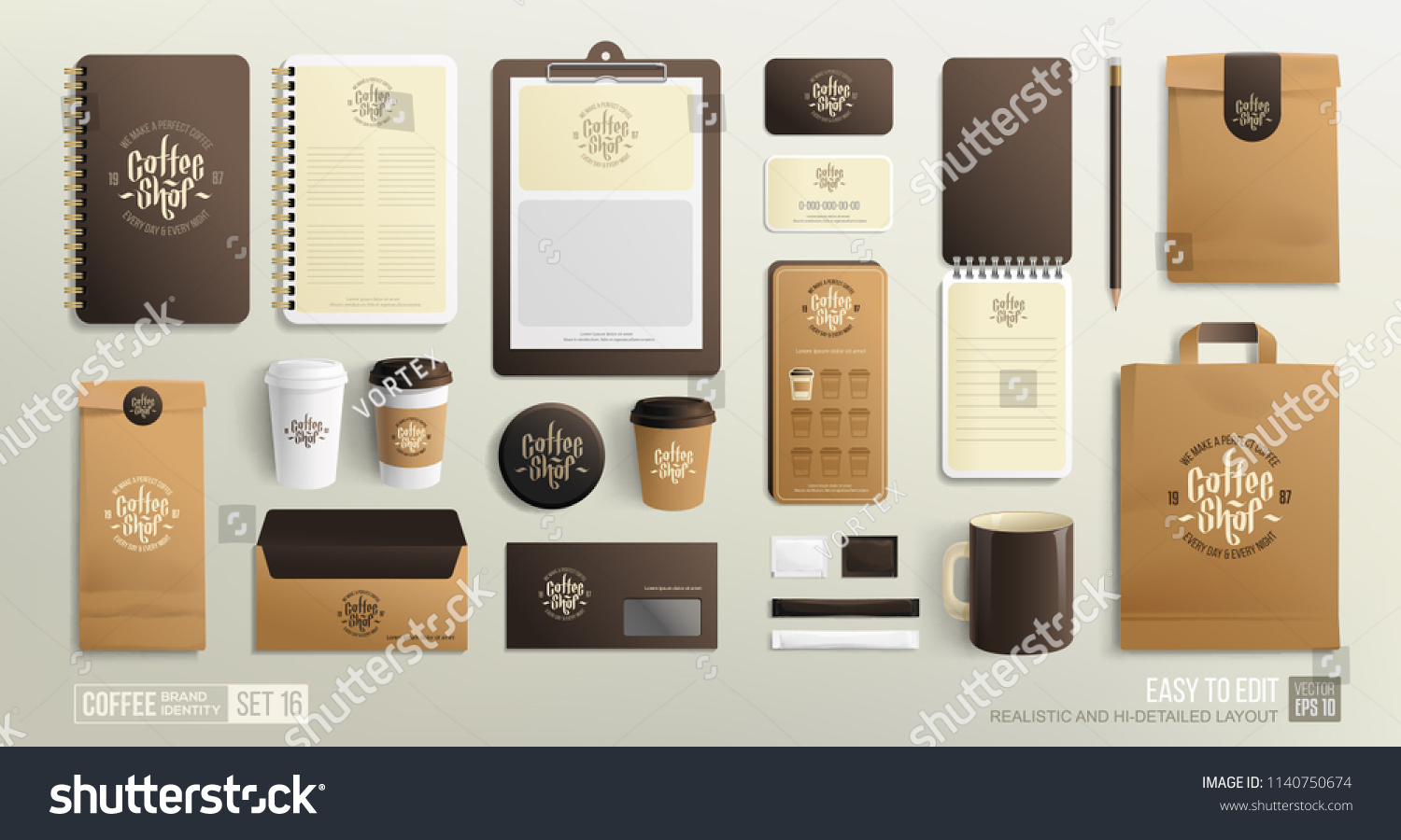Download Realistic Corporate Brand Identity Mockup Set Stock Vector Royalty Free 1140750674