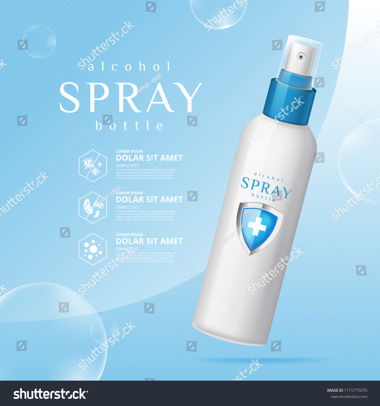 Download Realistic Cosmetic Alcohol Spray Bottle Mockup Stock Vector Royalty Free 1715775070