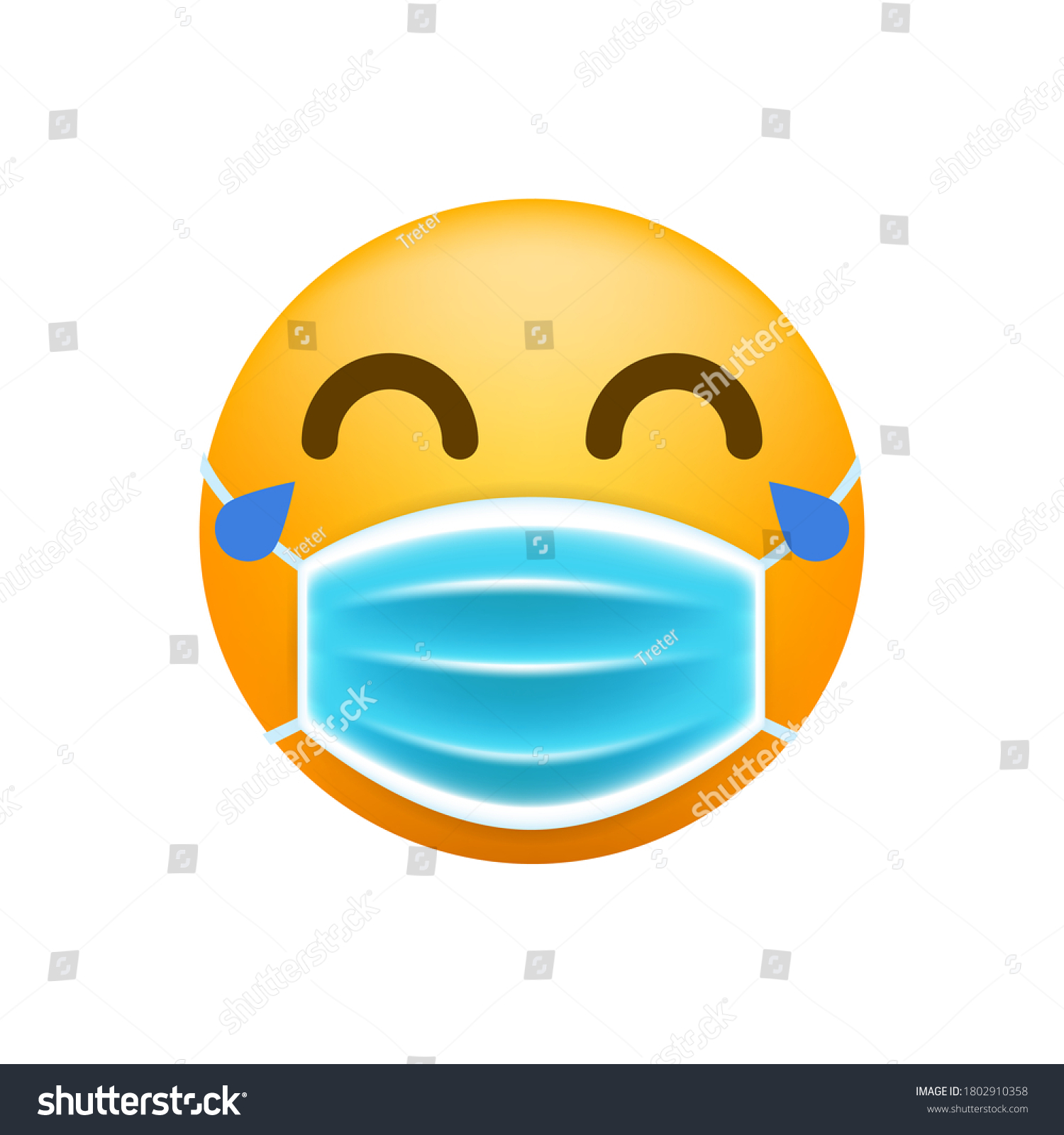 Realistic Cute Emoticon Face Mask On Stock Vector (Royalty Free) 1802910358