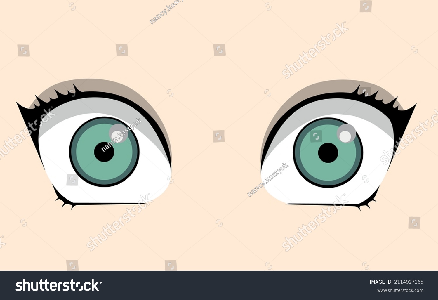 Realistic Cute Green Eyes Vector Stock Vector (Royalty Free) 2114927165 ...