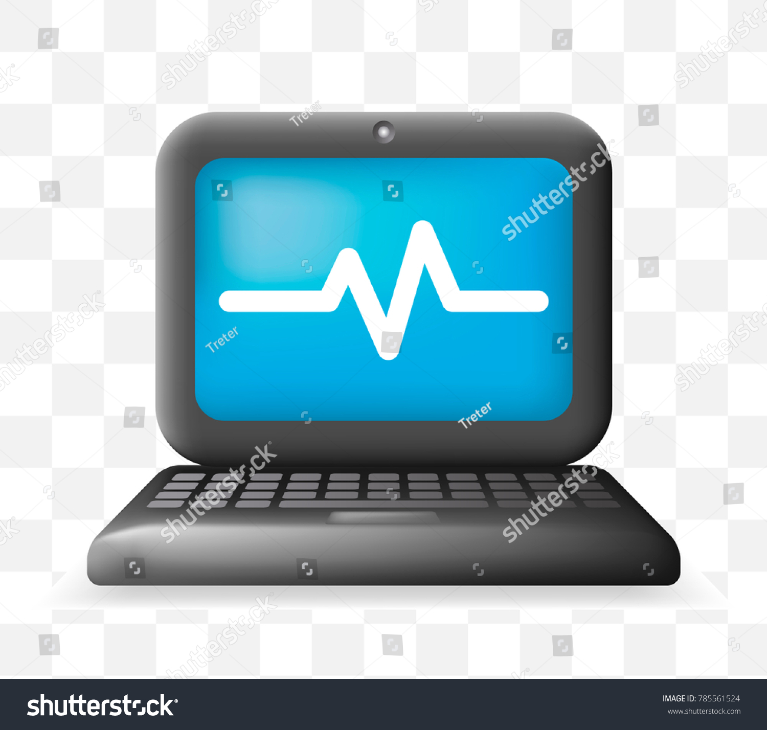 Realistic Cute Laptop Pulse Icon On Stock Vector Royalty Free