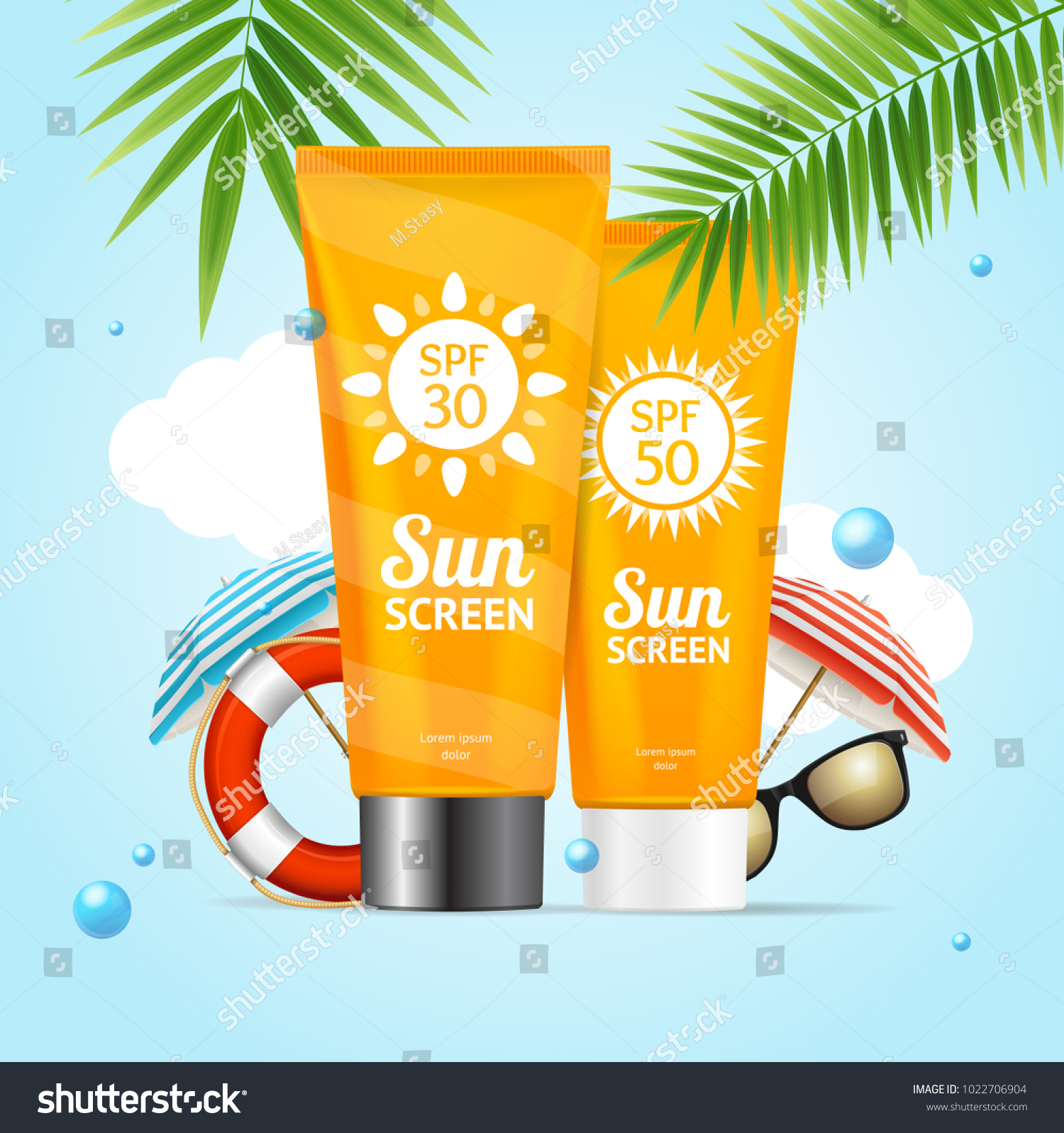 Realistic 3d Detailed Sunscreen Sun Protection Stock Vector (Royalty ...